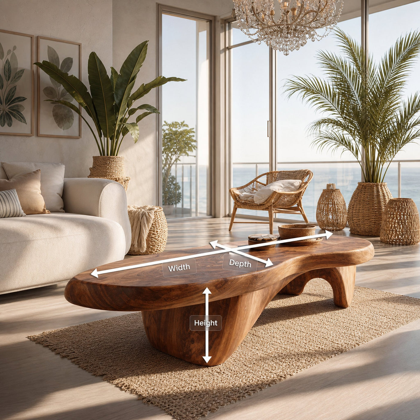 Rustic Handcrafted Wooden Live Edge Coffee Table For Entryway - product view 8