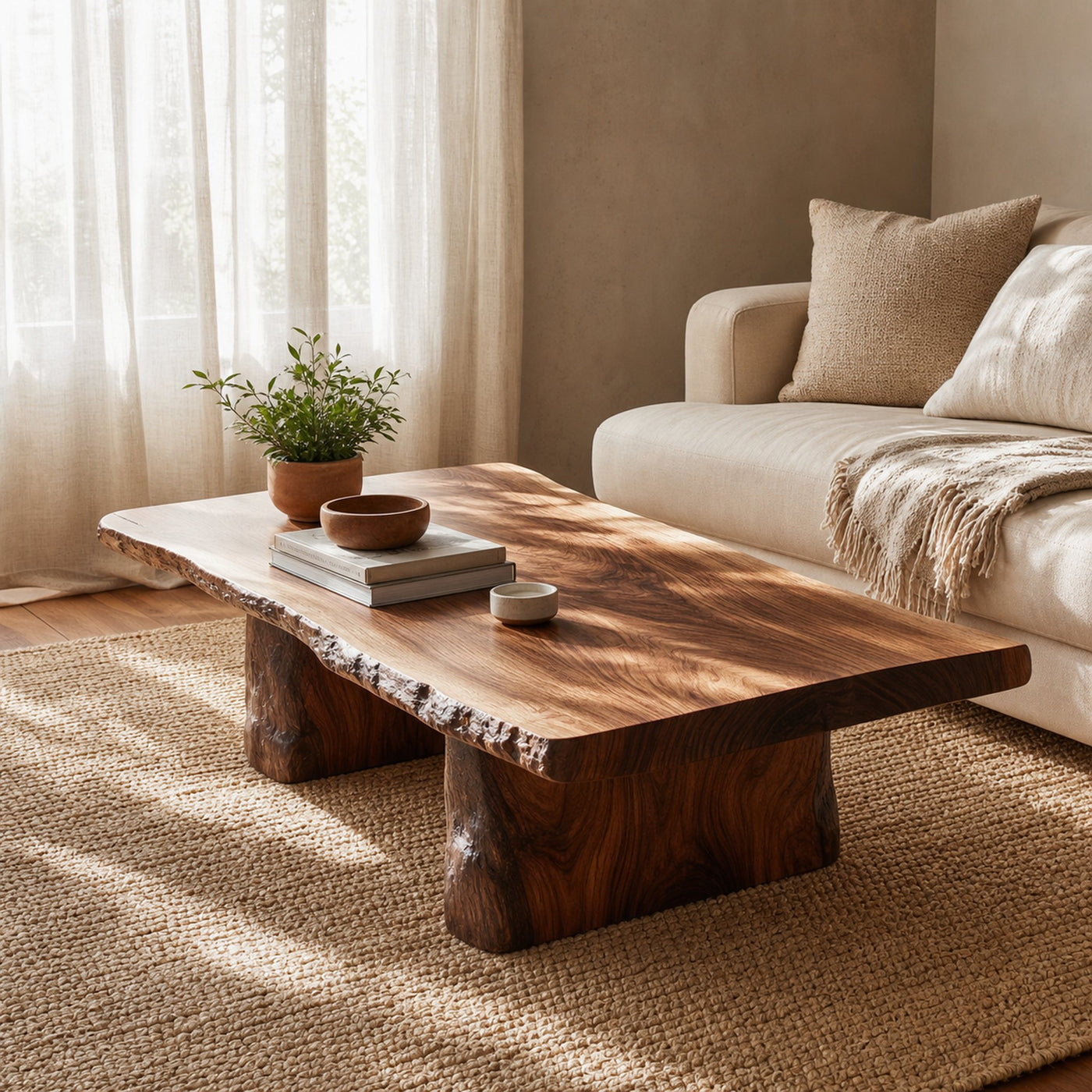 Rustic Handmade Solid Wood Coffee Table Living Room