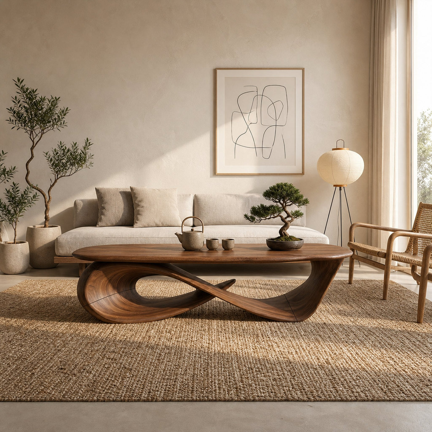 Rustic Japandi Coffee Table Bedroom Lounge