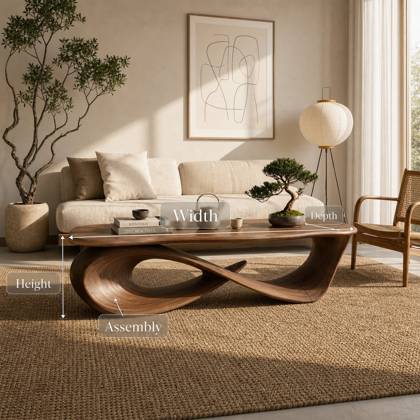 Rustic Japandi Coffee Table Bedroom Lounge - product view 8