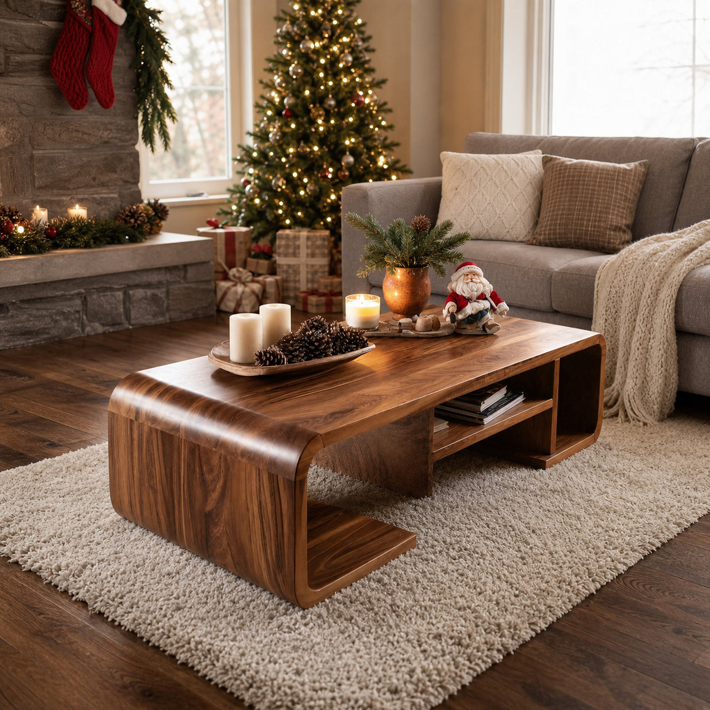 Rustic Live Edge Coffee Table For Christmas Home Decor Ideas