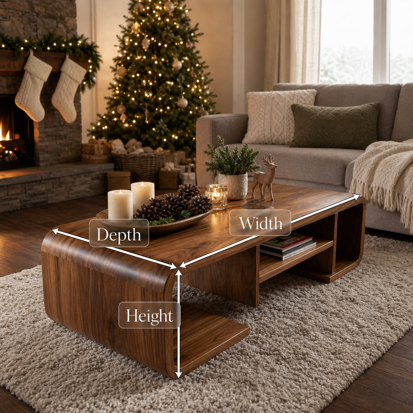 Rustic Live Edge Coffee Table For Christmas Home Decor Ideas - product view 6