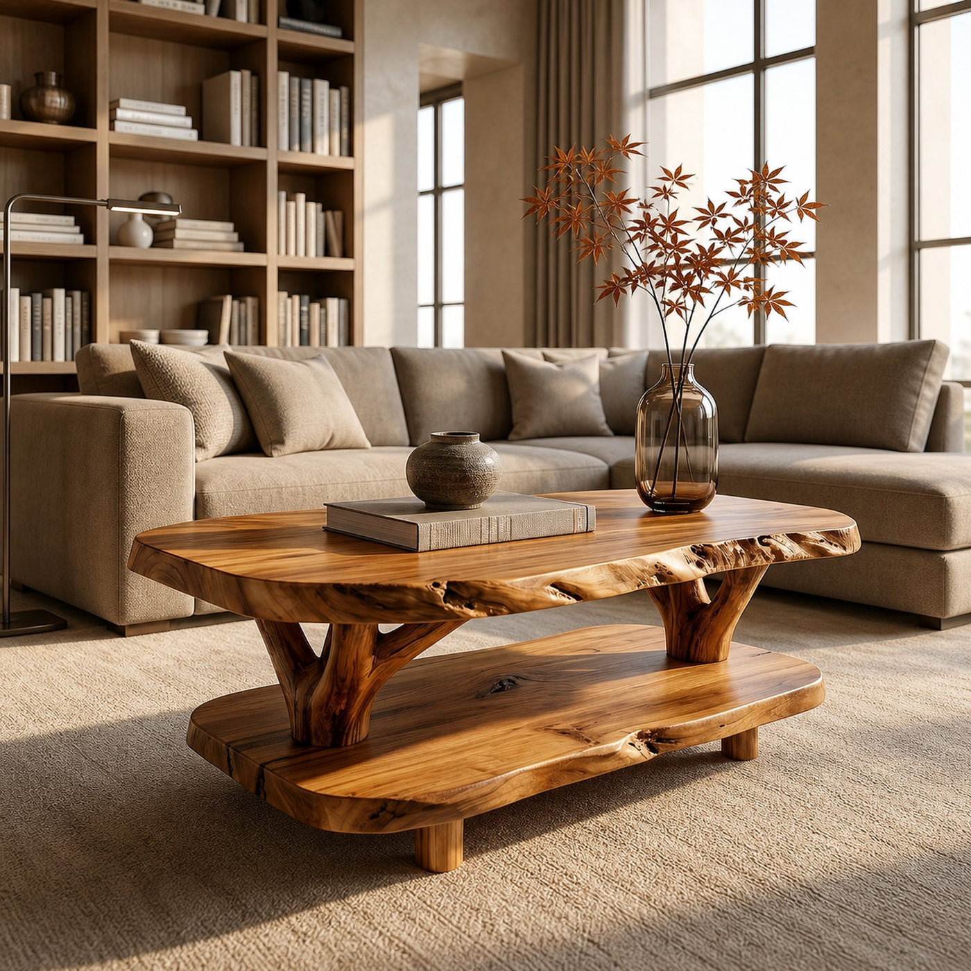 Rustic Live Edge Coffee Table For Library
