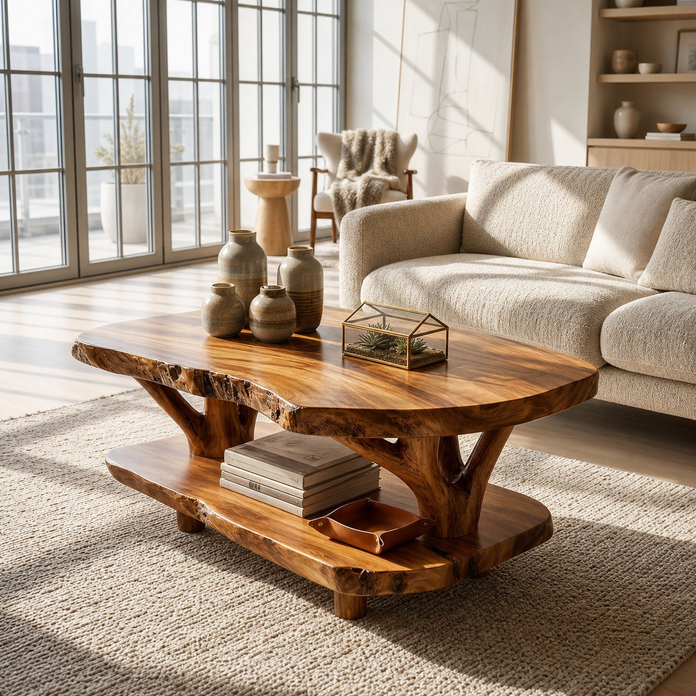 Rustic Live Edge Coffee Table For Library - product view 6