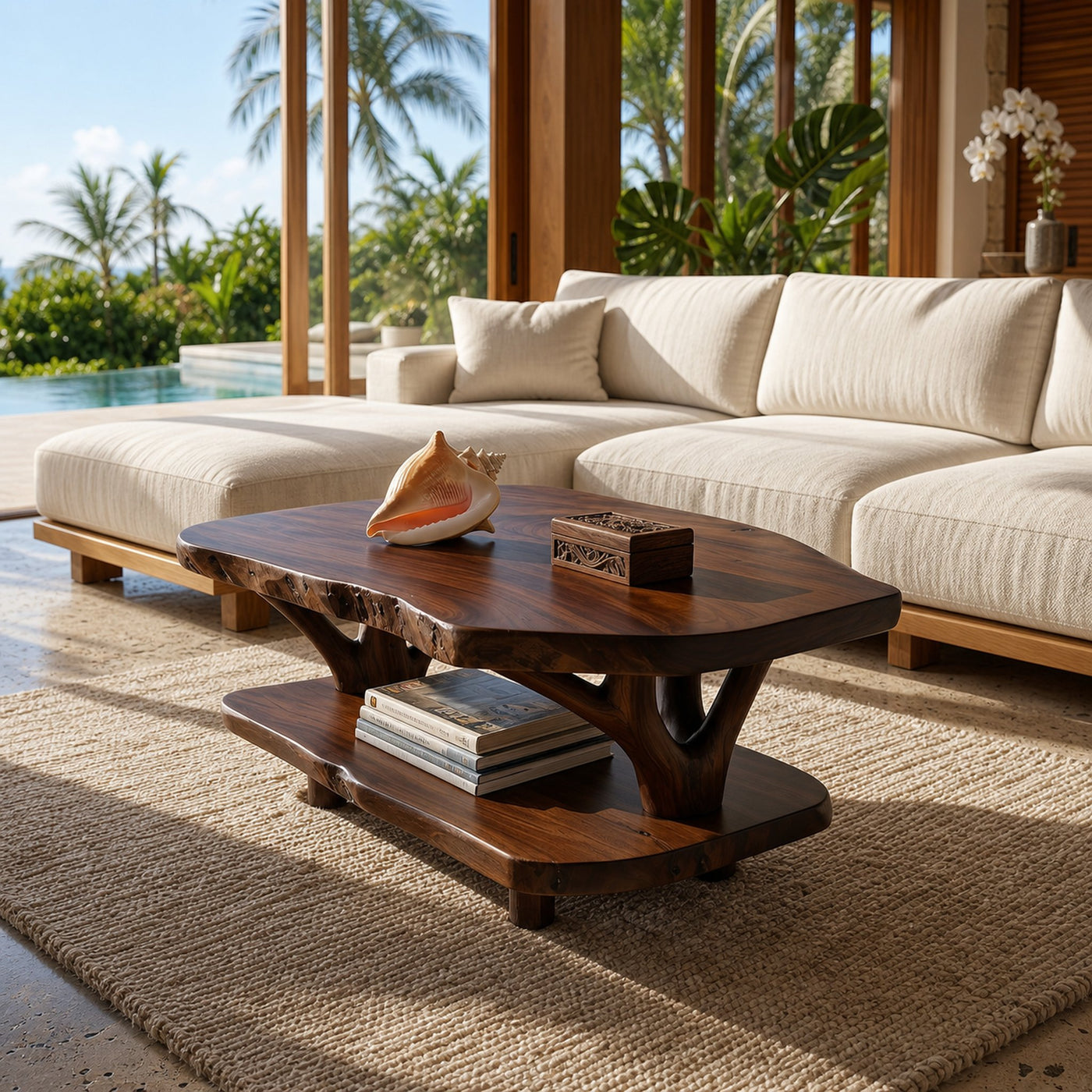 Rustic Live Edge Coffee Table For Library - product view 7