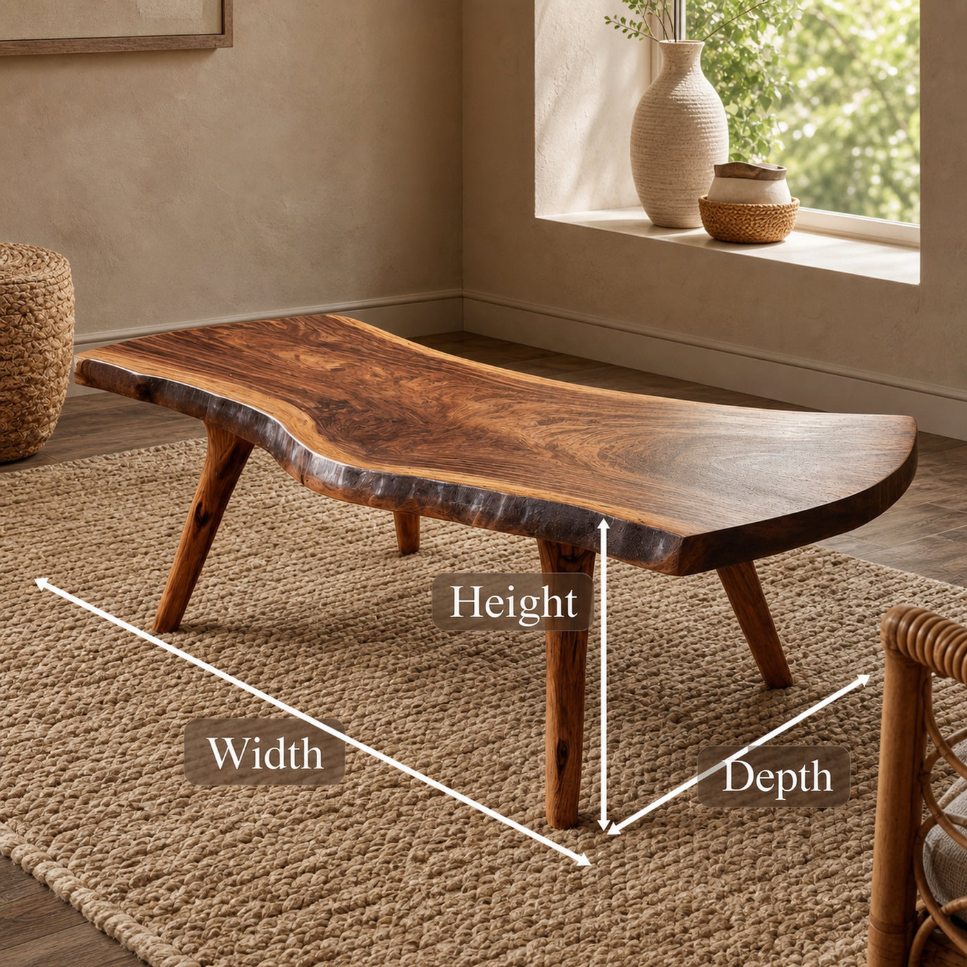 Rustic Live Edge Coffee Table For Living Room And Bedroom - product view 6