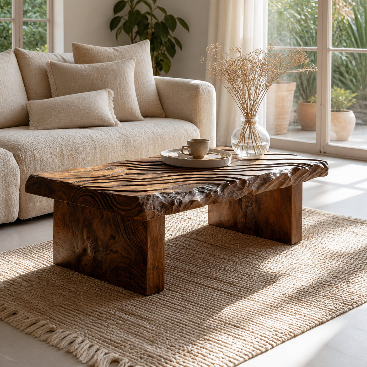Rustic Live Edge Coffee Table Living Room