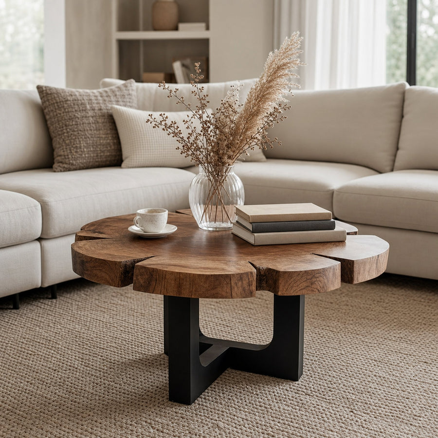 Rustic Live Edge Coffee Table Living Room