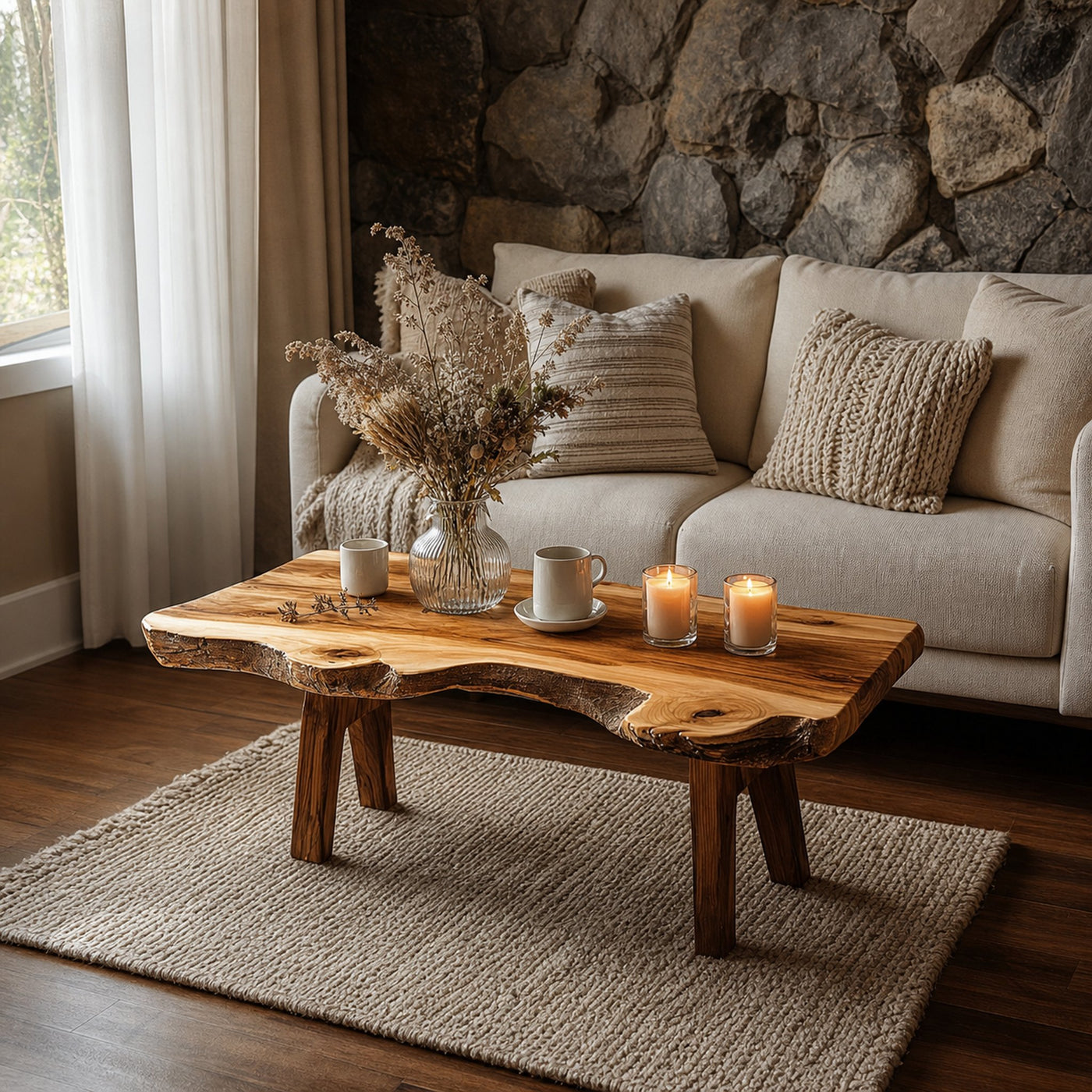 Rustic Live Edge Coffee Table Living Room Lounge Room