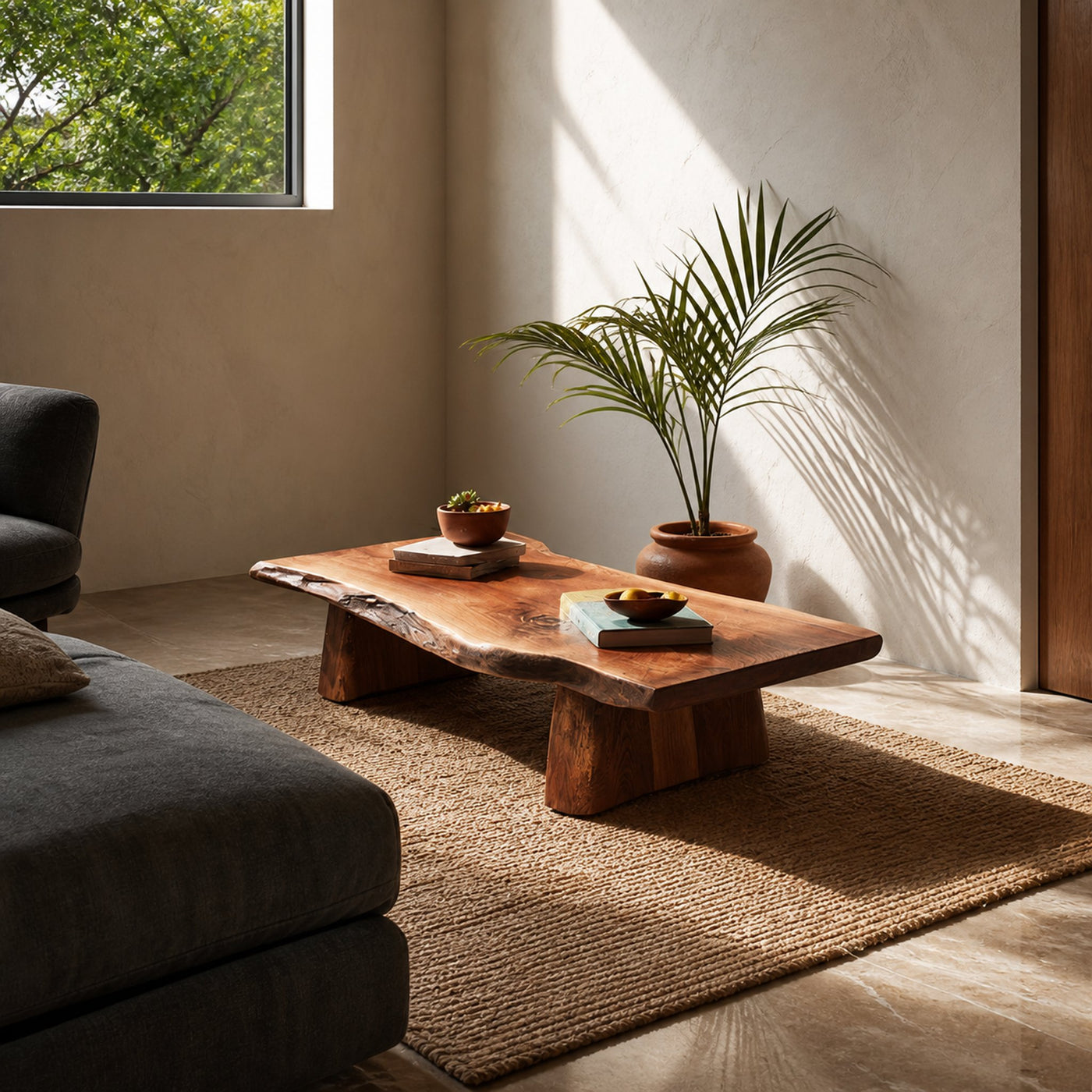 Rustic Live Edge Coffee Table Modern Living Room - product view 2