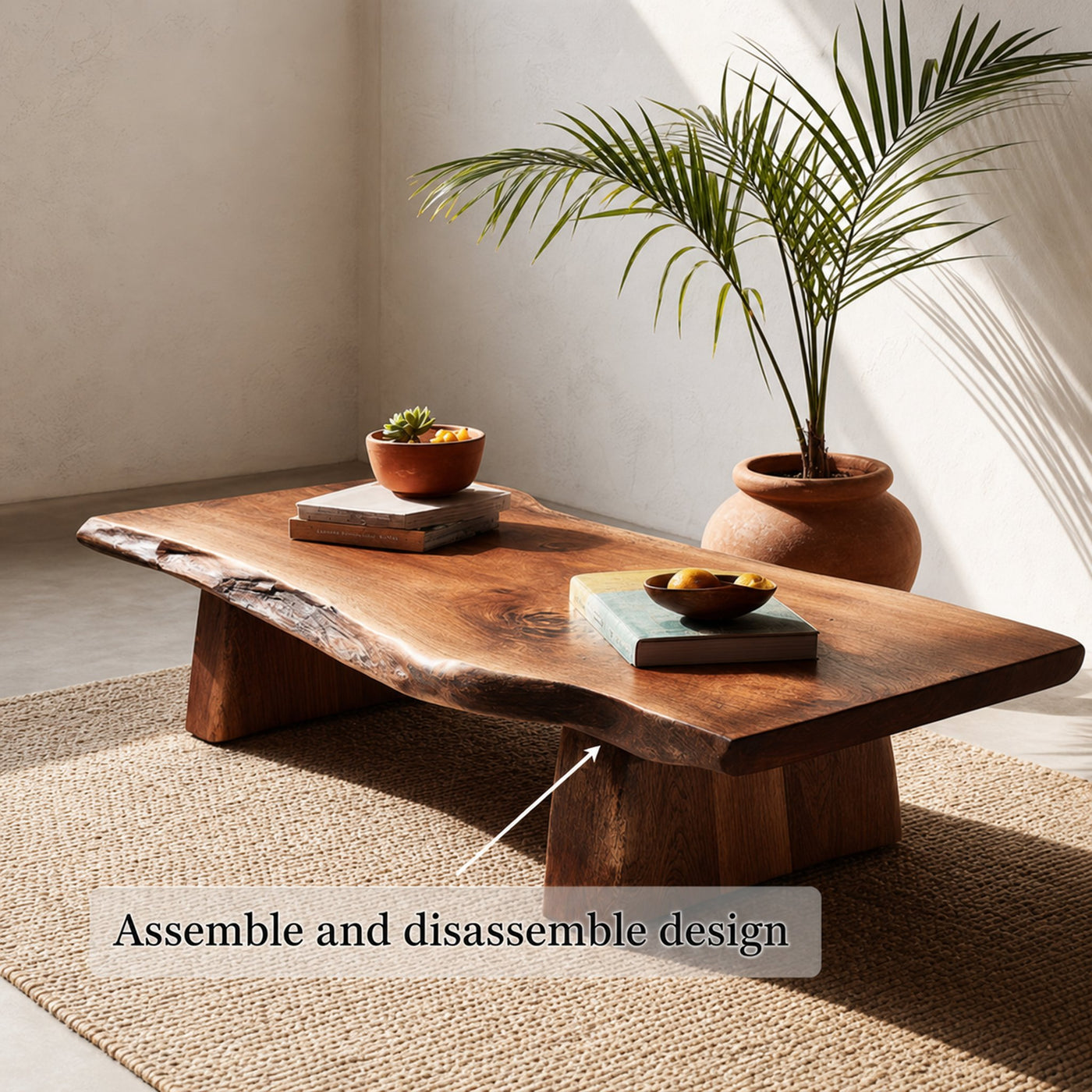 Rustic Live Edge Coffee Table Modern Living Room - product view 3