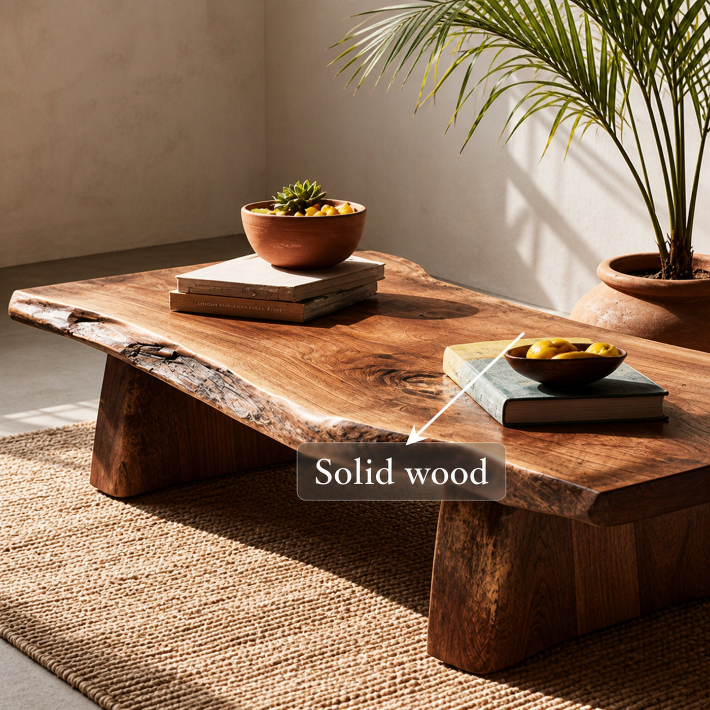 Rustic Live Edge Coffee Table Modern Living Room - product view 4