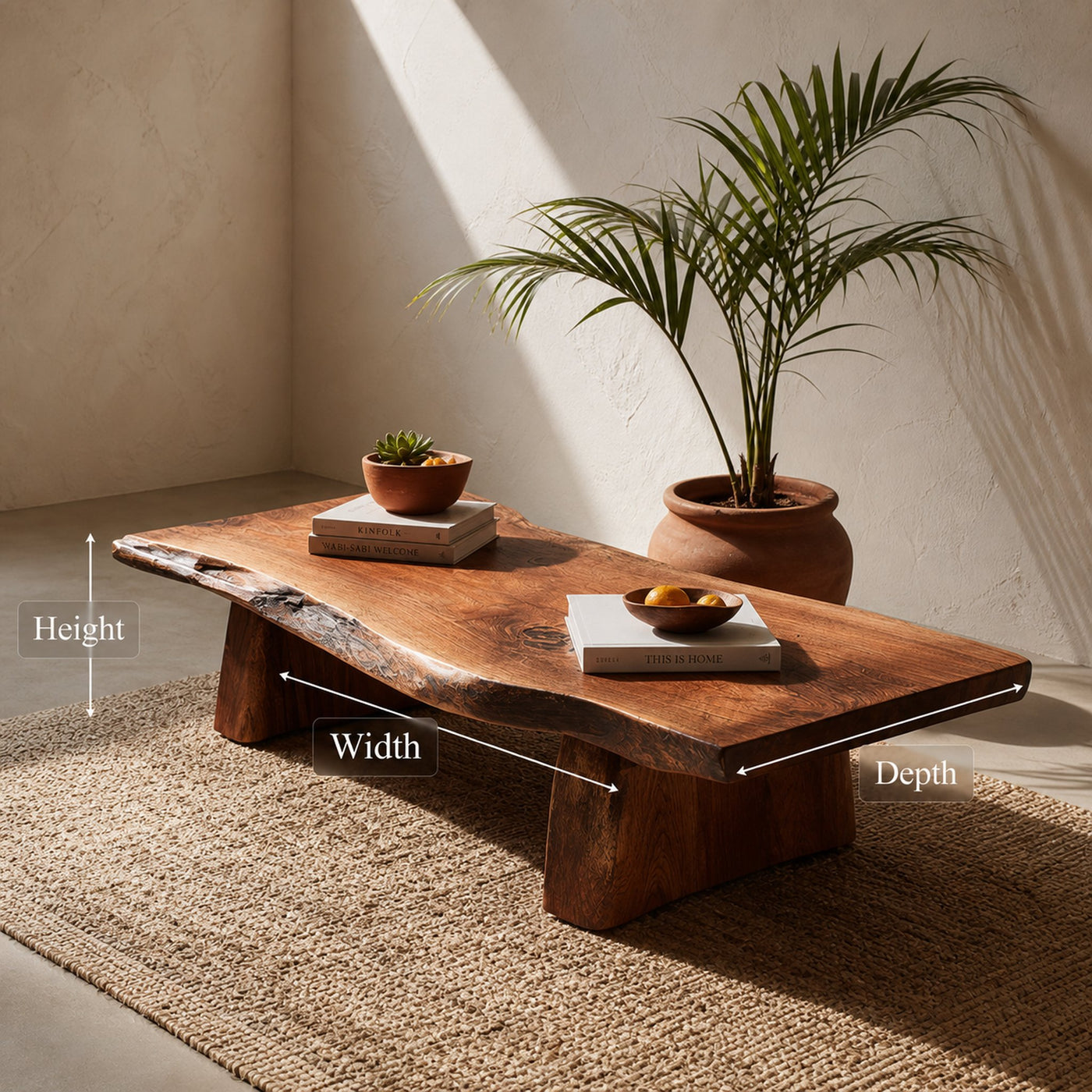 Rustic Live Edge Coffee Table Modern Living Room - product view 5