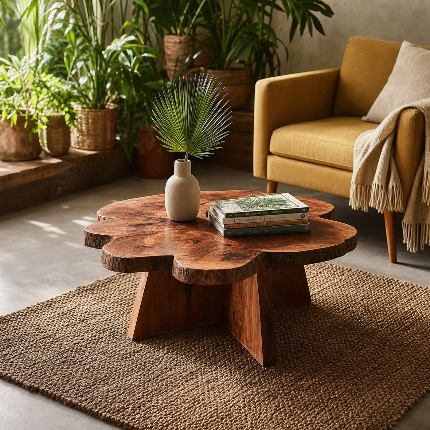 Rustic Live Edge Coffee Table Round Living Room