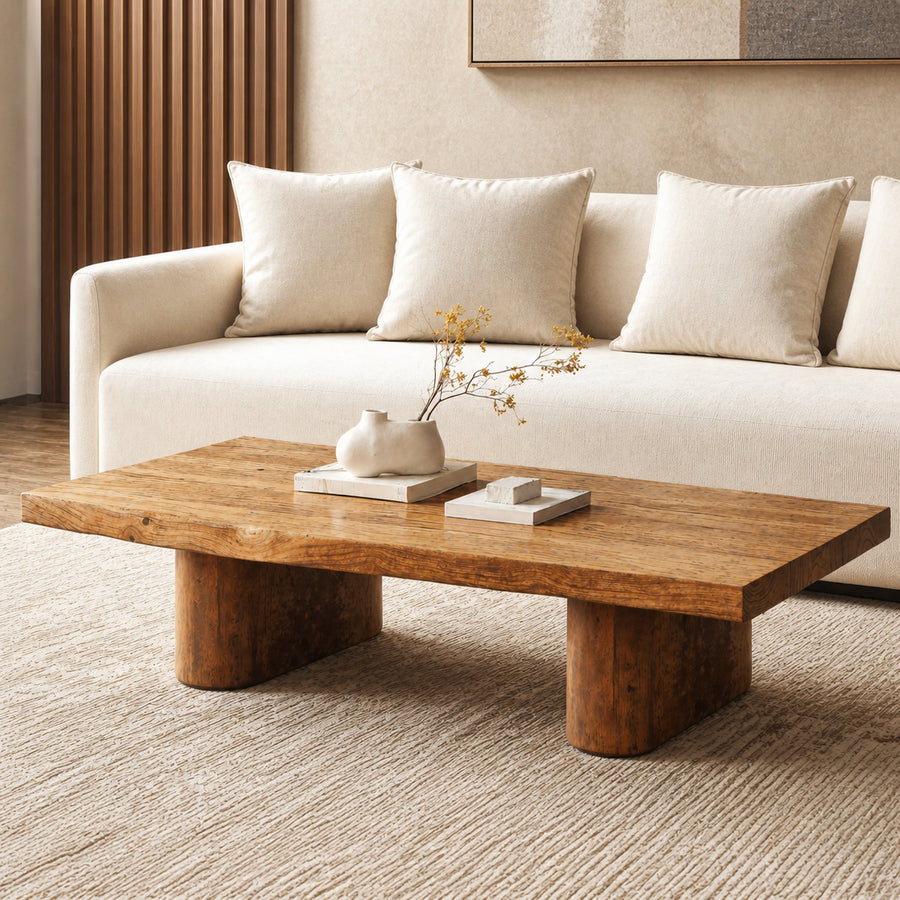Rustic Live Edge Wood Coffee Table Family Room Natural Feel