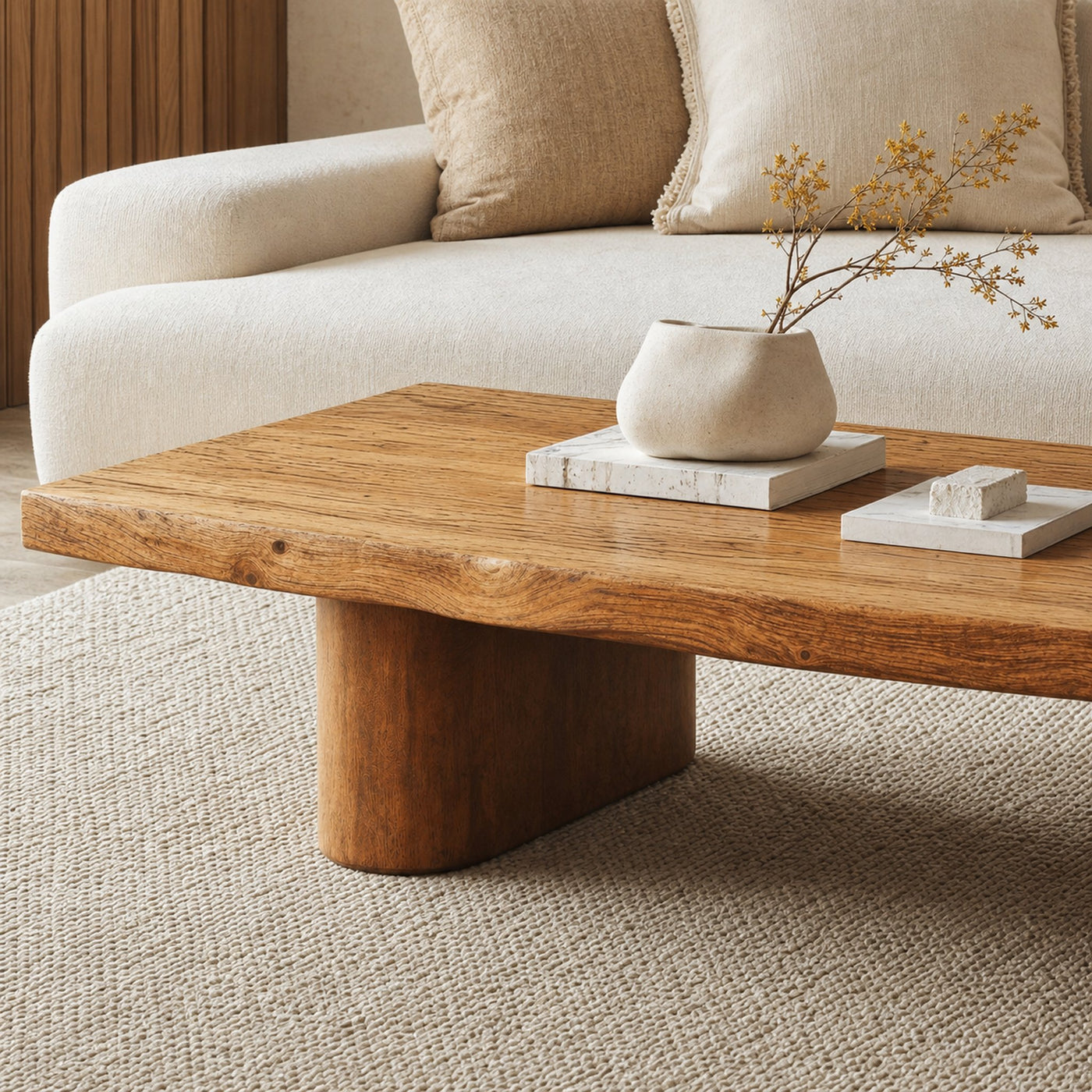 Rustic Live Edge Wood Coffee Table Family Room Natural Feel - product view 3