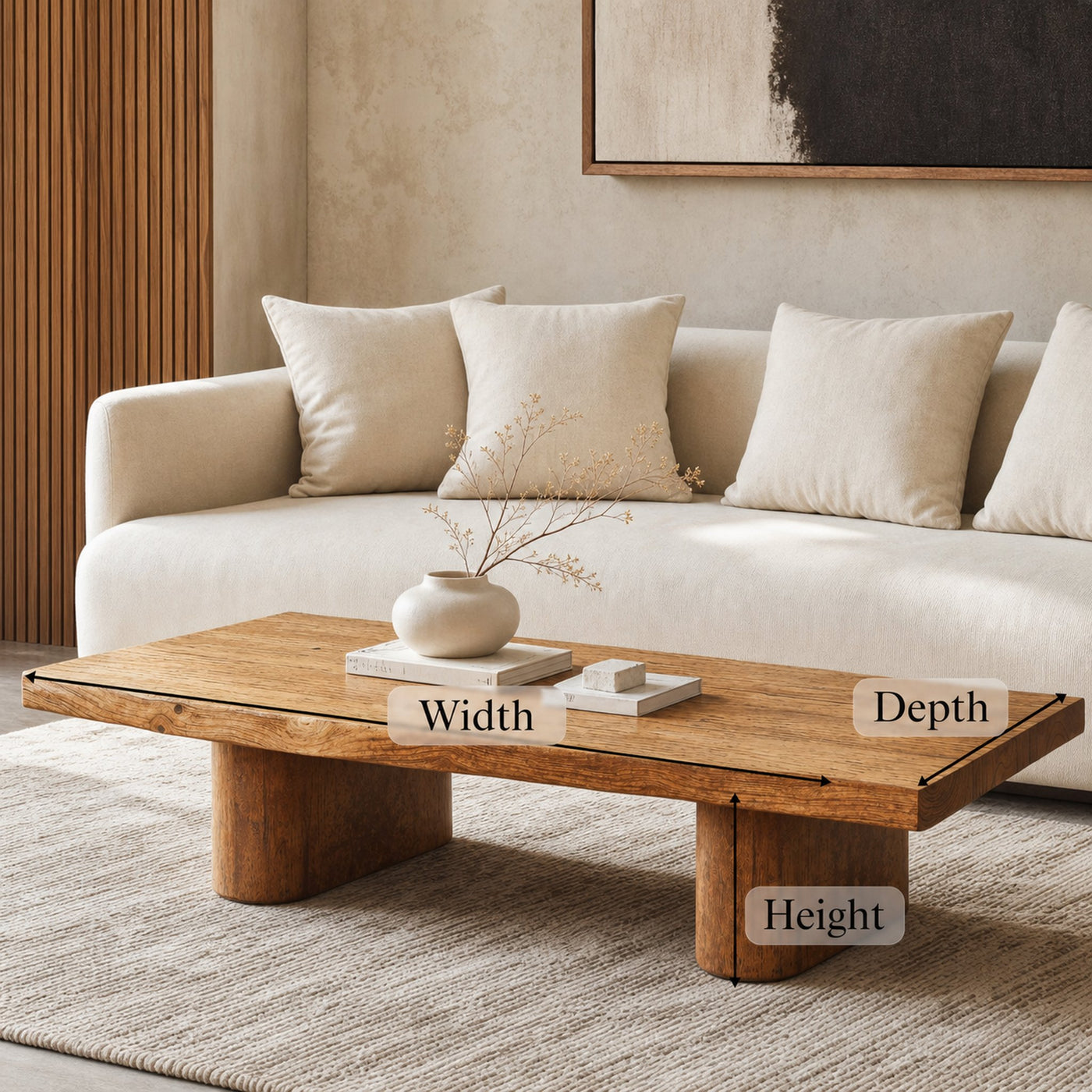 Rustic Live Edge Wood Coffee Table Family Room Natural Feel - product view 6