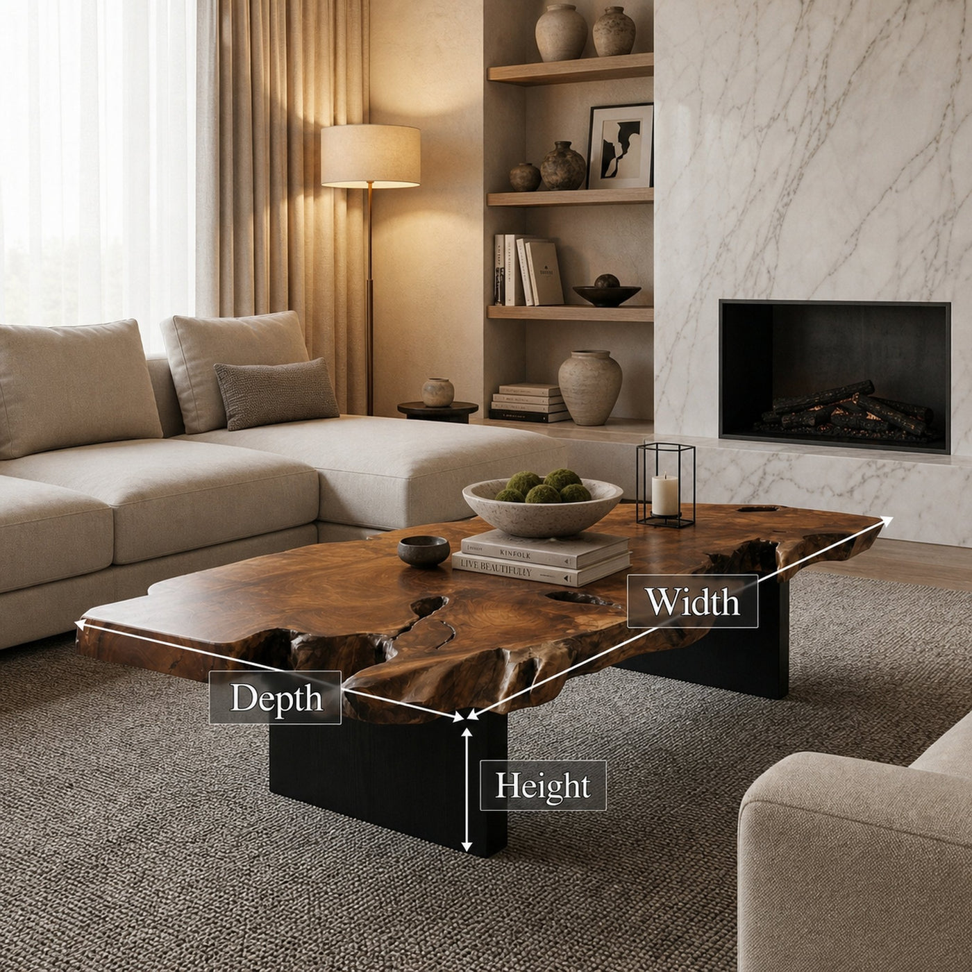 Rustic Live Edge Wood Coffee Table For Living Room - product view 7