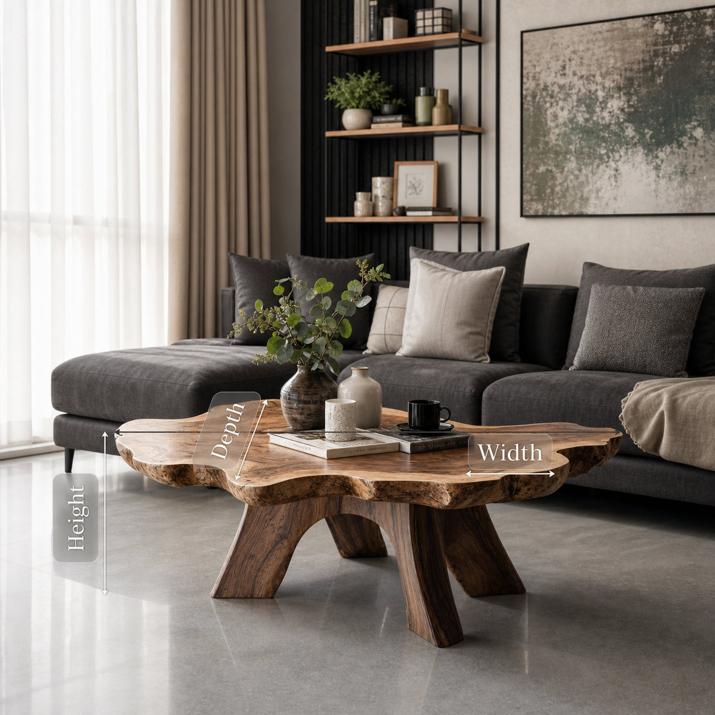 Rustic Low Table For Organic Living Room Decor - product view 6