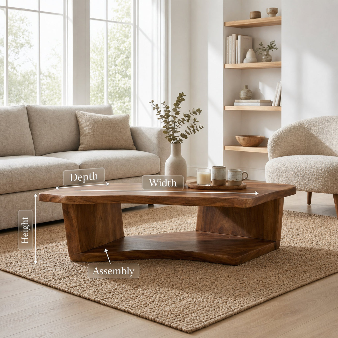 Rustic Minimal Coffee Table Family Room - product view 8
