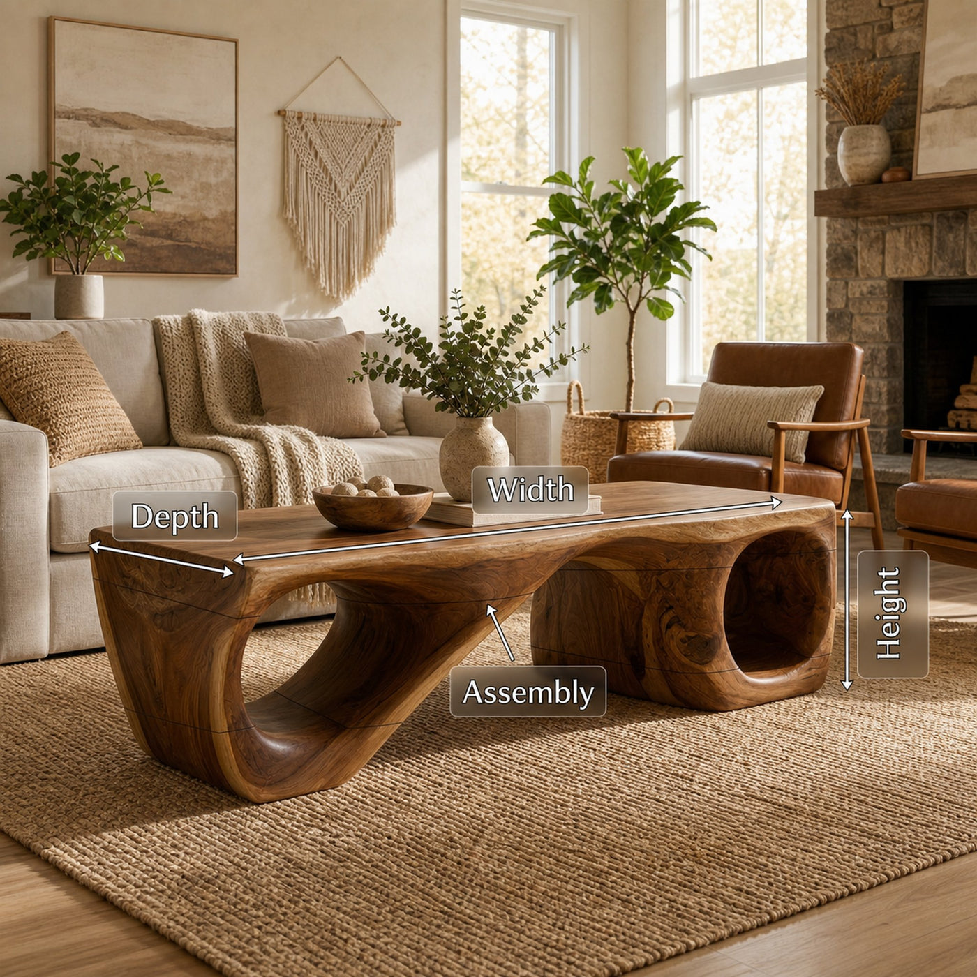 Rustic Minimal Coffee Table Living Room - product view 8
