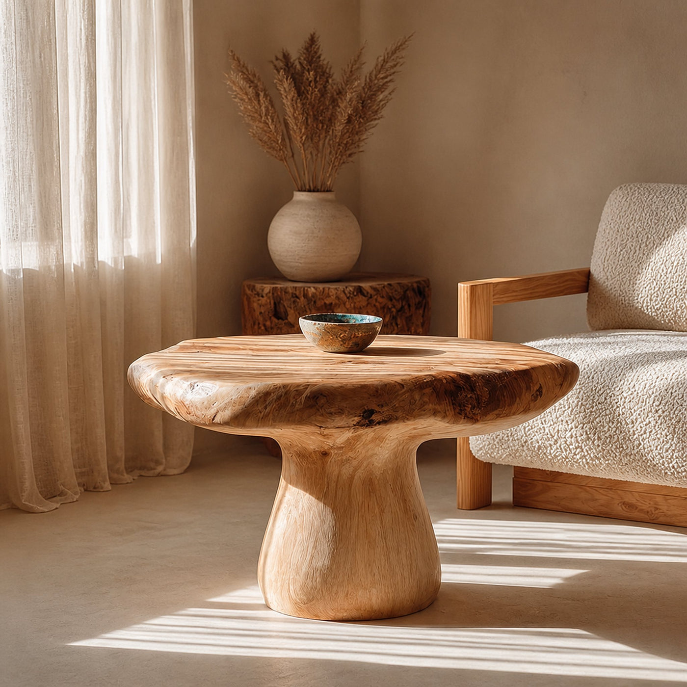 Rustic Mushroom Coffee Table Living Room