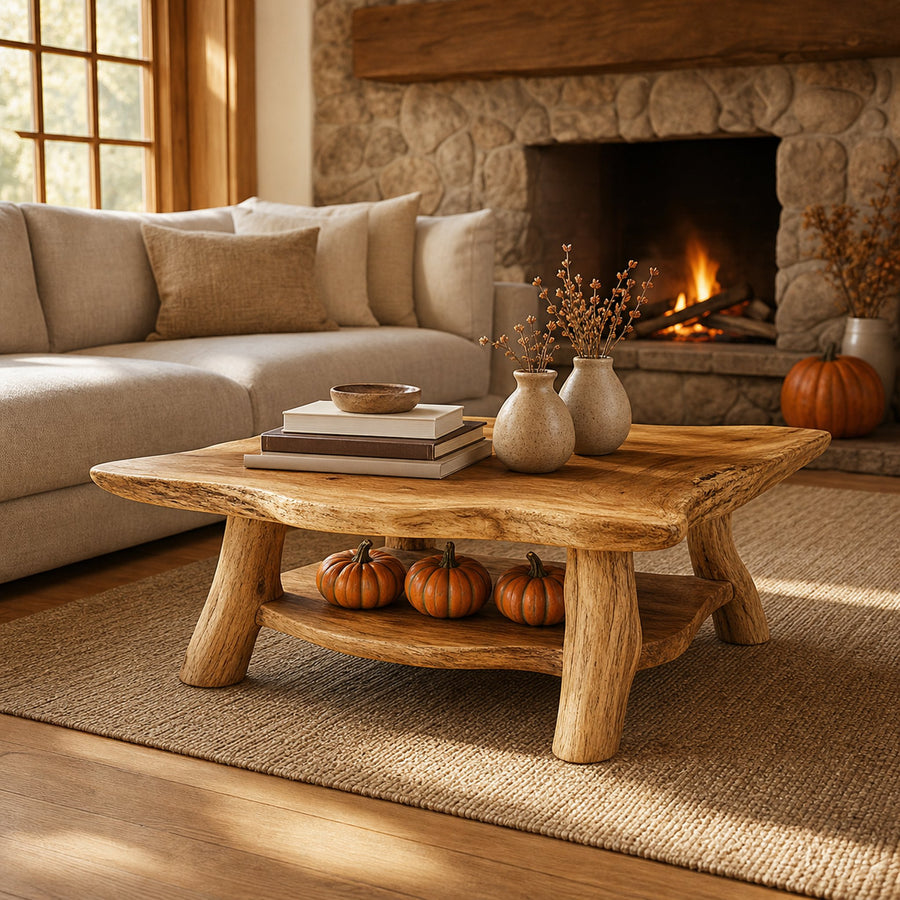 Rustic Natural Coffee Table Living Room And Cabin Room