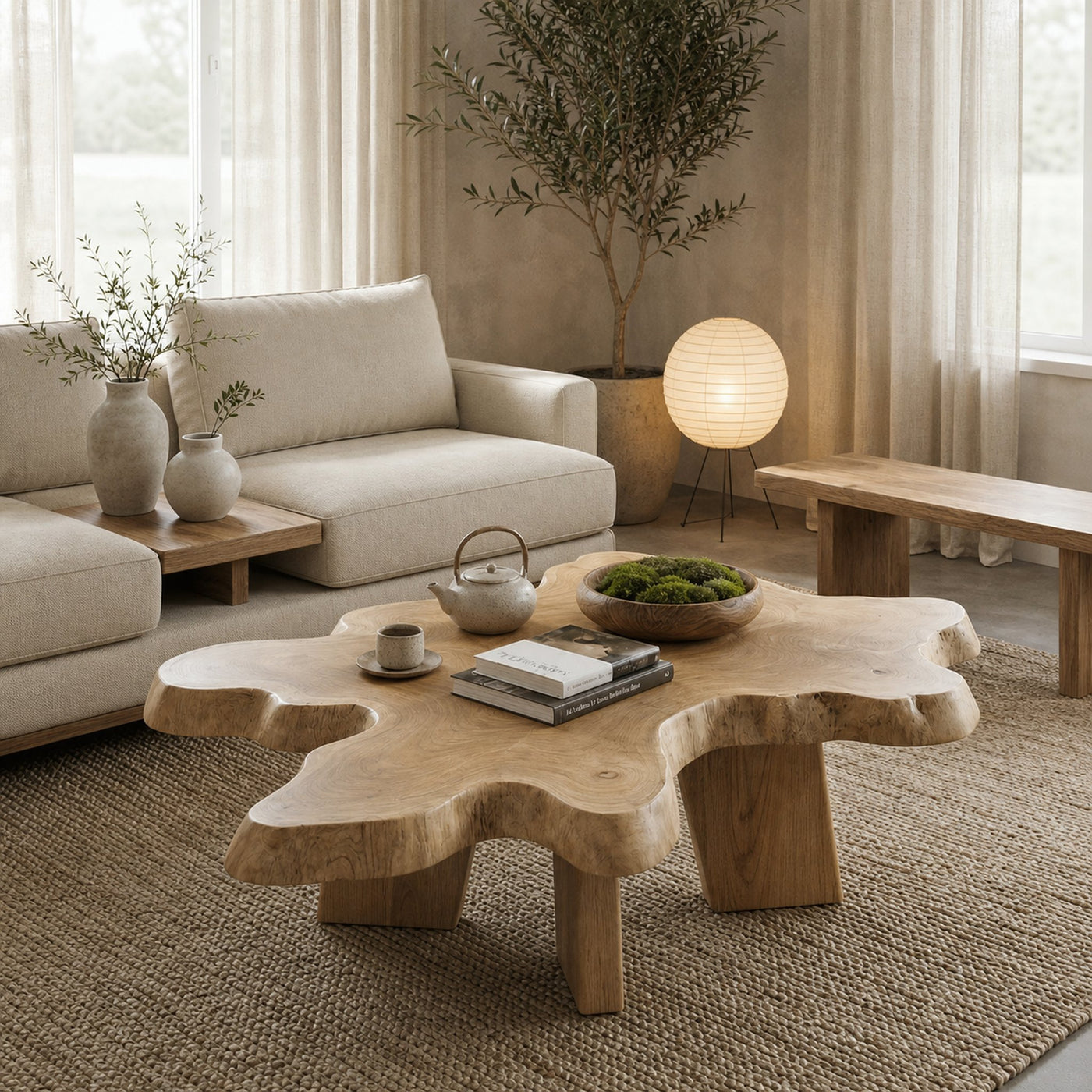 Rustic Natural Edge Coffee Table For Living Room - product view 6