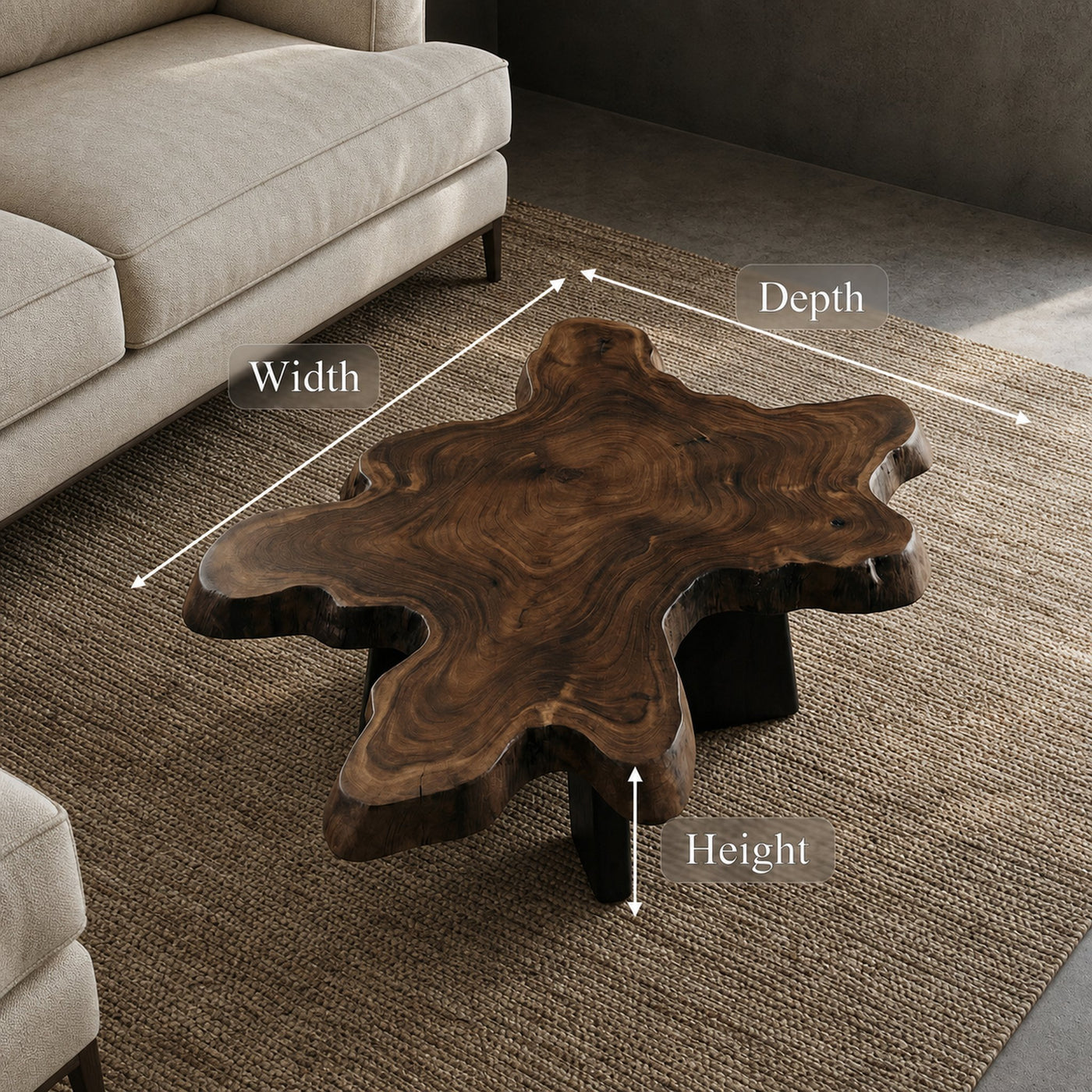 Rustic Natural Edge Coffee Table For Living Room - product view 7