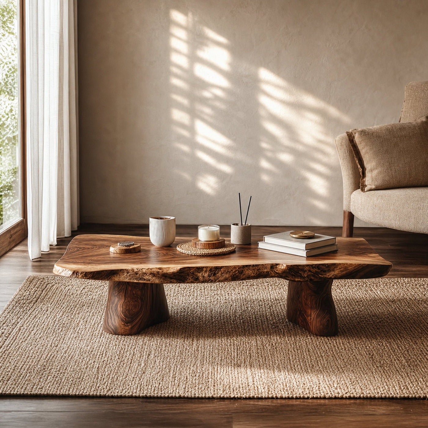 Rustic Natural Form Coffee Table Living Room