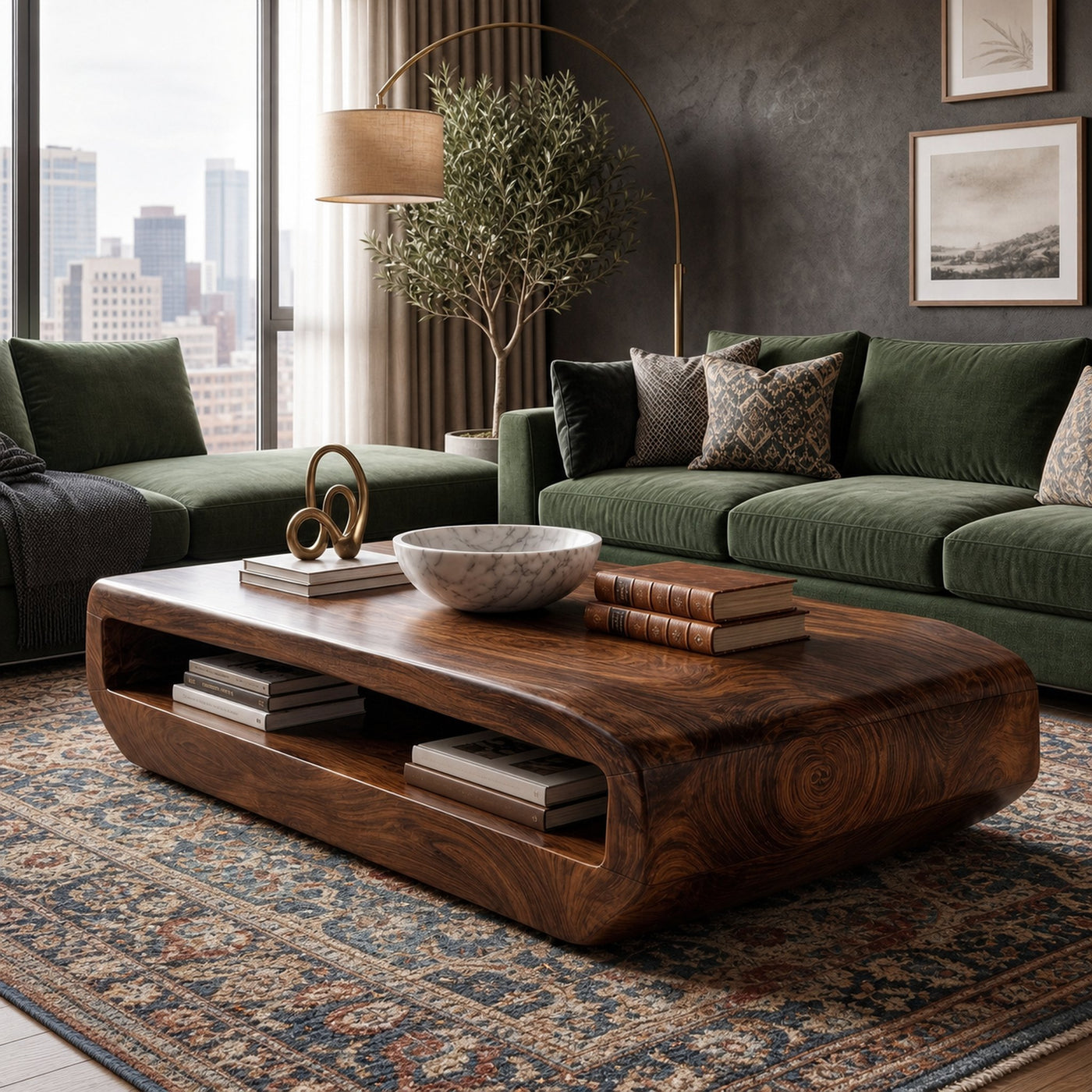 Rustic Natural Wood Coffee Table With Storage For Living Room And Lounge - product view 7