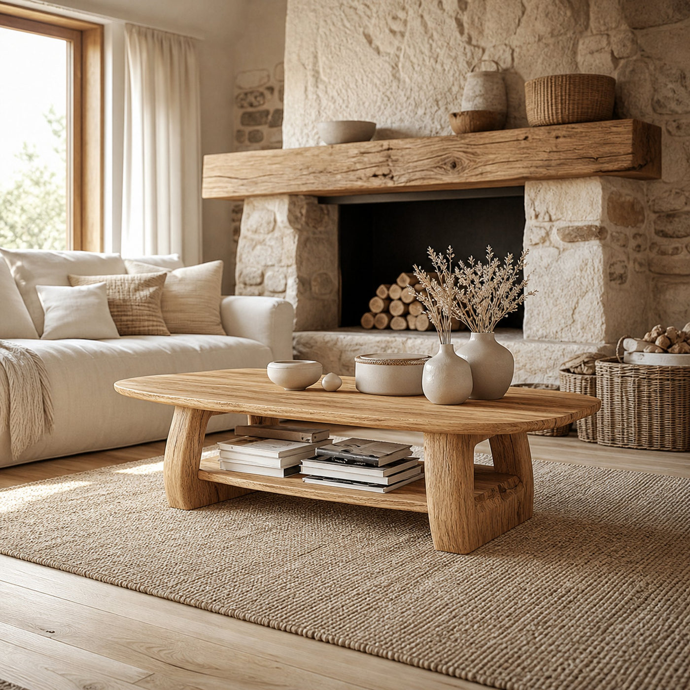 Rustic Organic Coffee Table Living Room Or Cottage Room