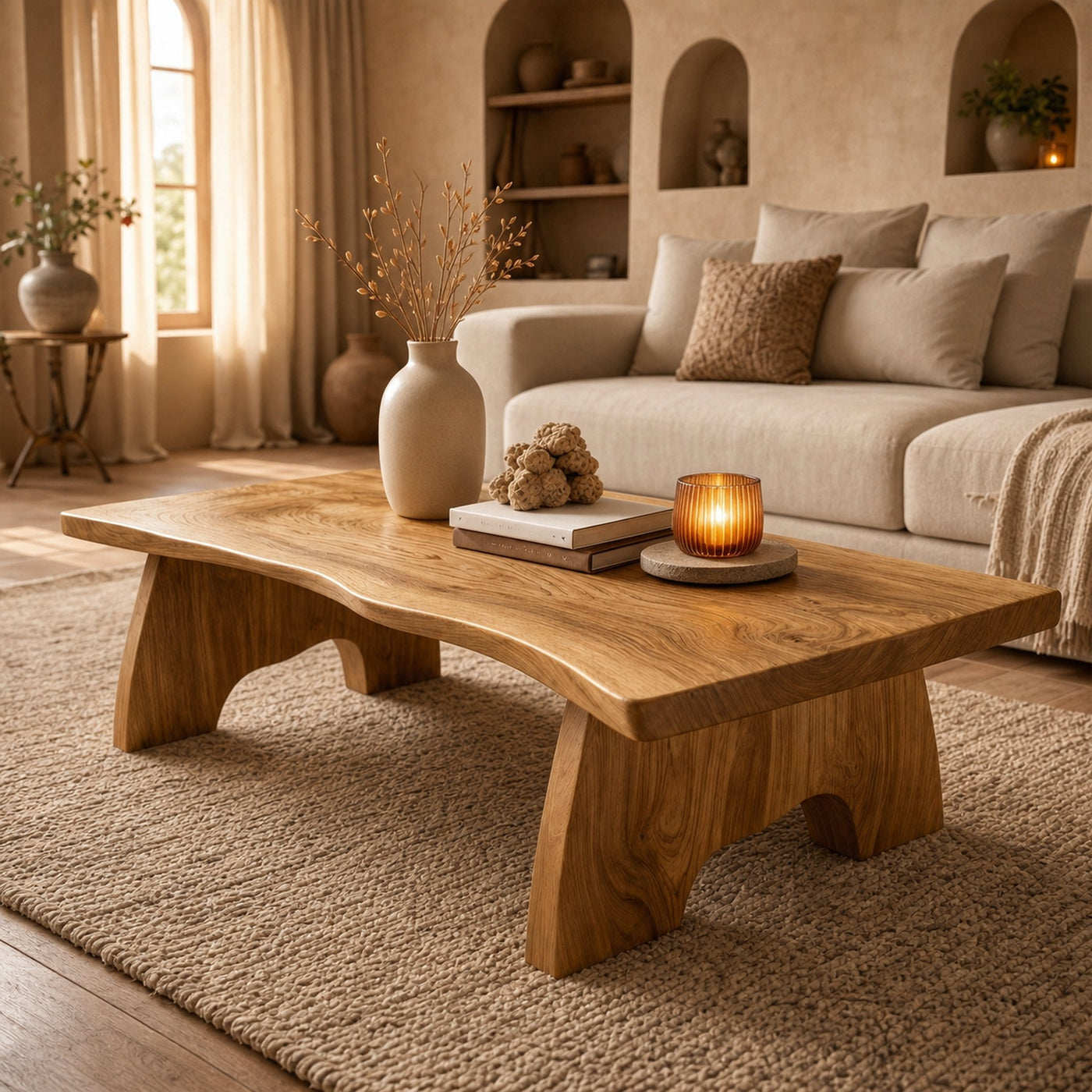Rustic Organic Wood Coffee Table For Living Room - product view 6