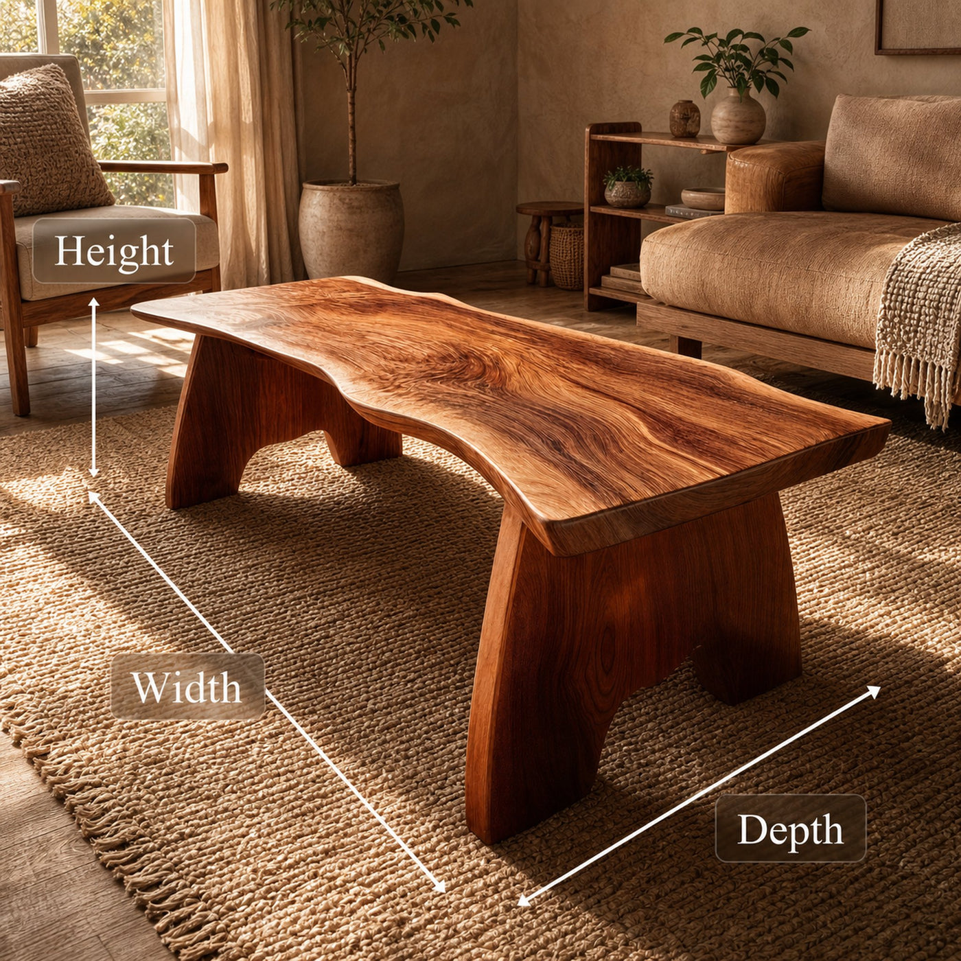 Rustic Organic Wood Coffee Table For Living Room - product view 7