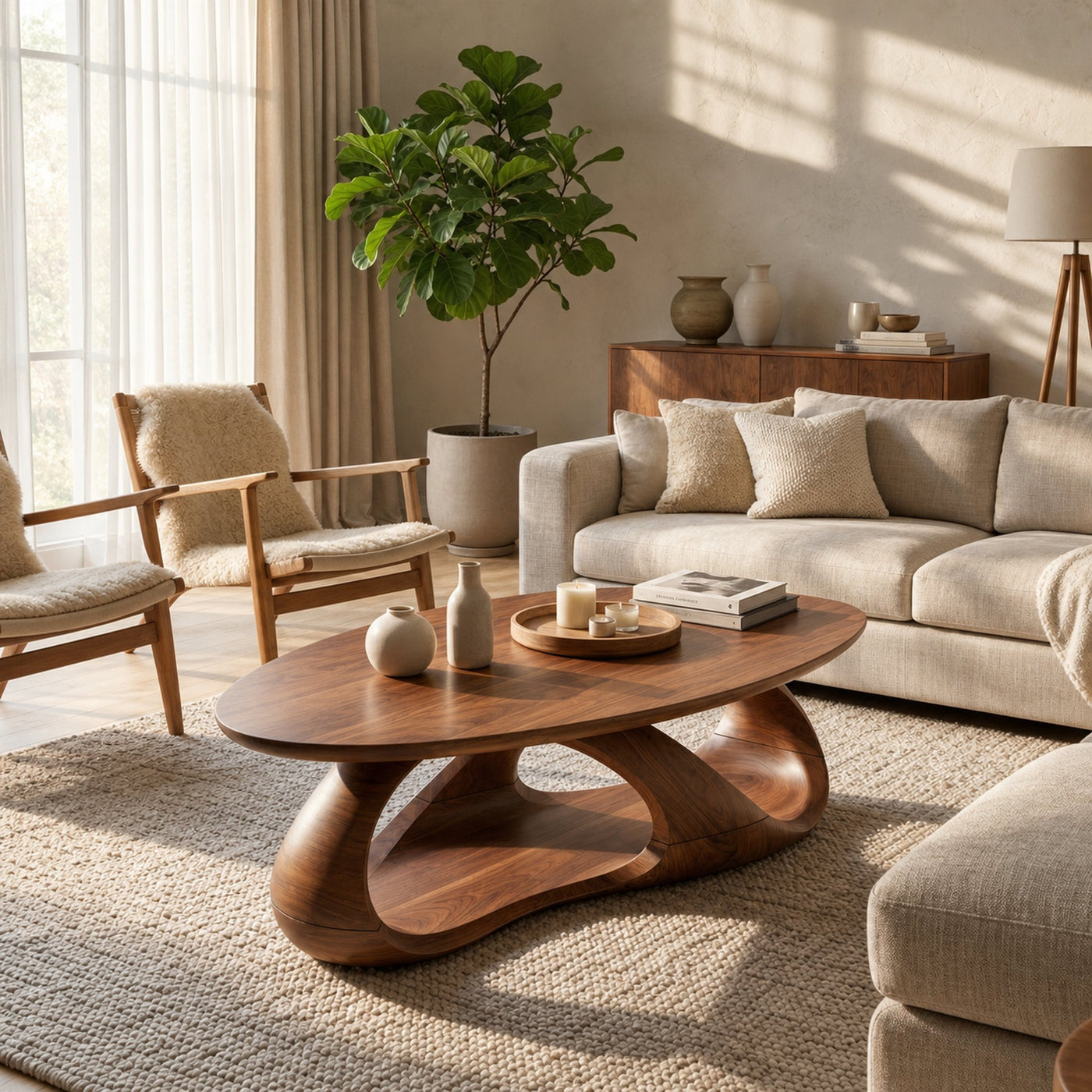 Rustic Oval Coffee Table Living Room