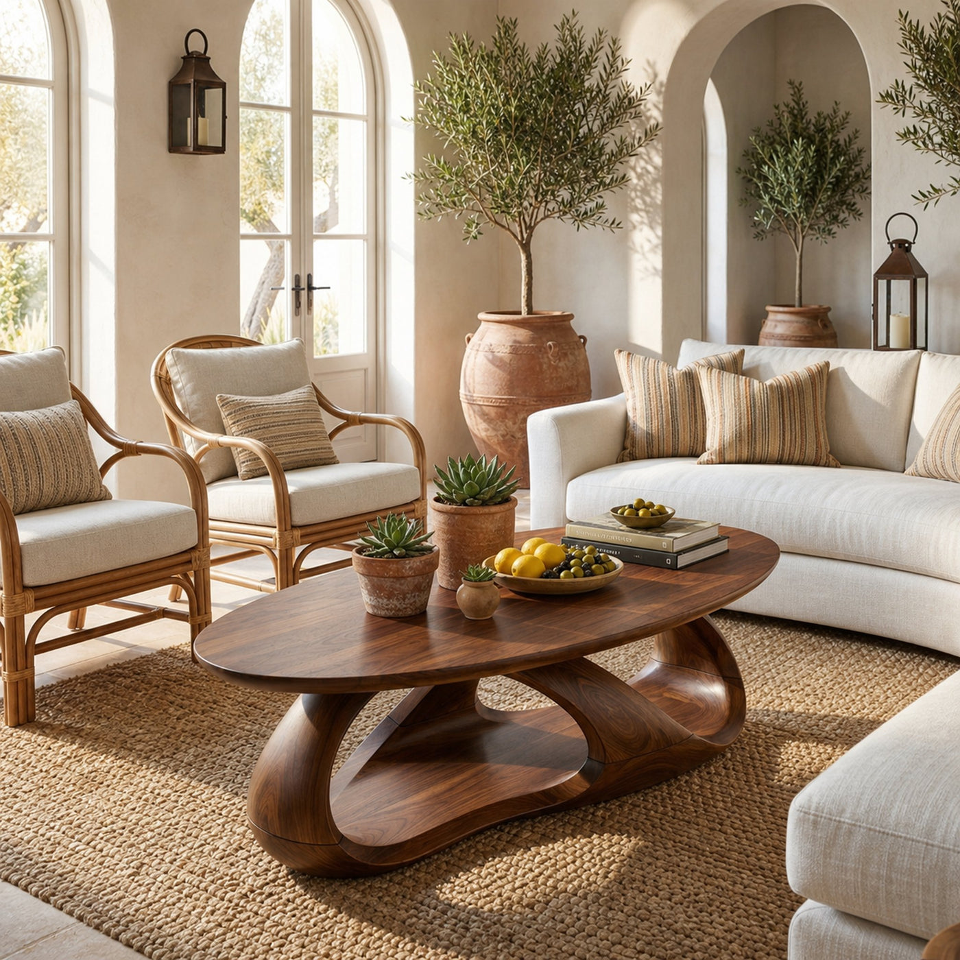 Rustic Oval Coffee Table Living Room - product view 6