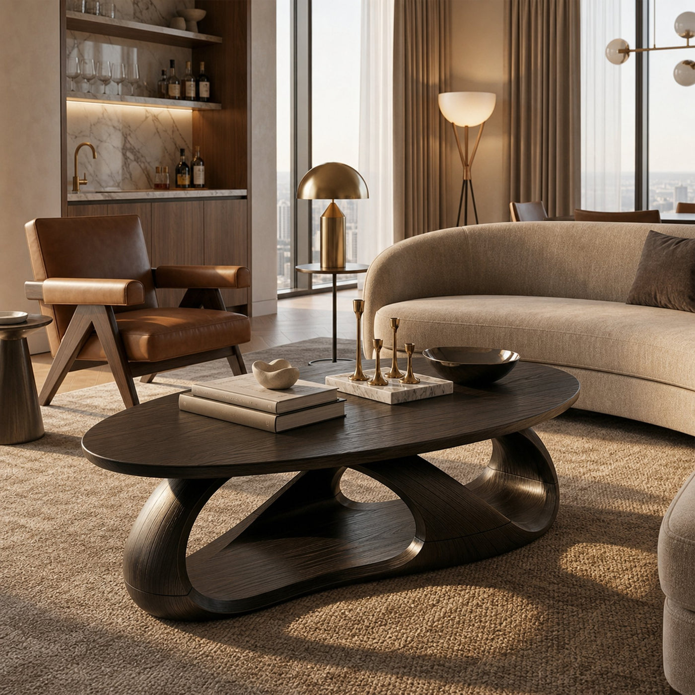 Rustic Oval Coffee Table Living Room - product view 7