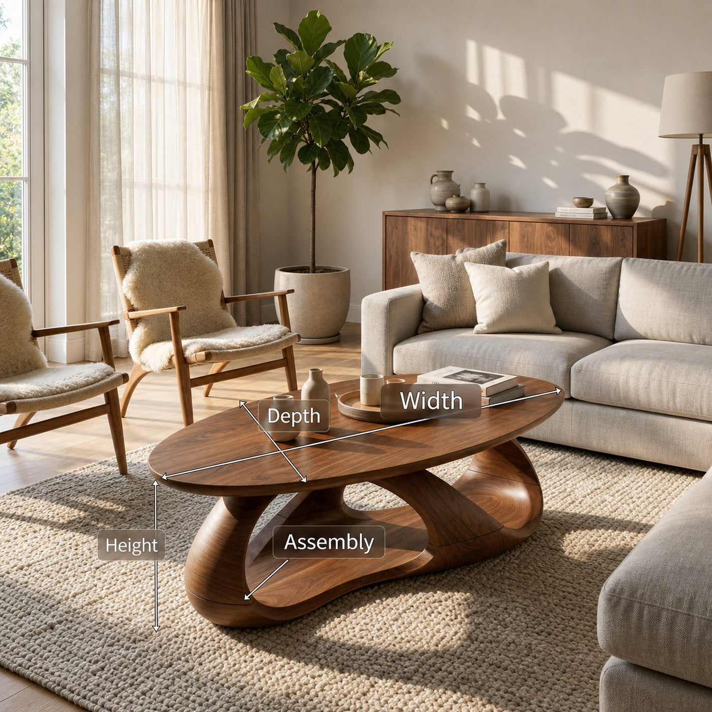 Rustic Oval Coffee Table Living Room - product view 8
