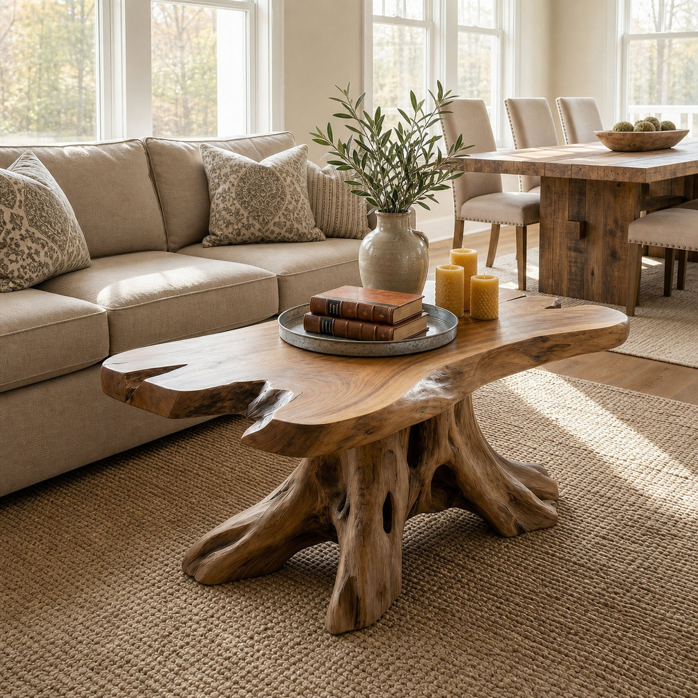 Rustic Root Coffee Table For Living Room