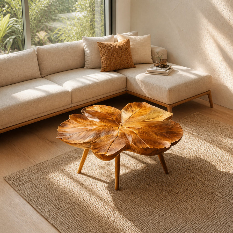Rustic Sculptural Bloom Coffee Table Living Room Sitting Room