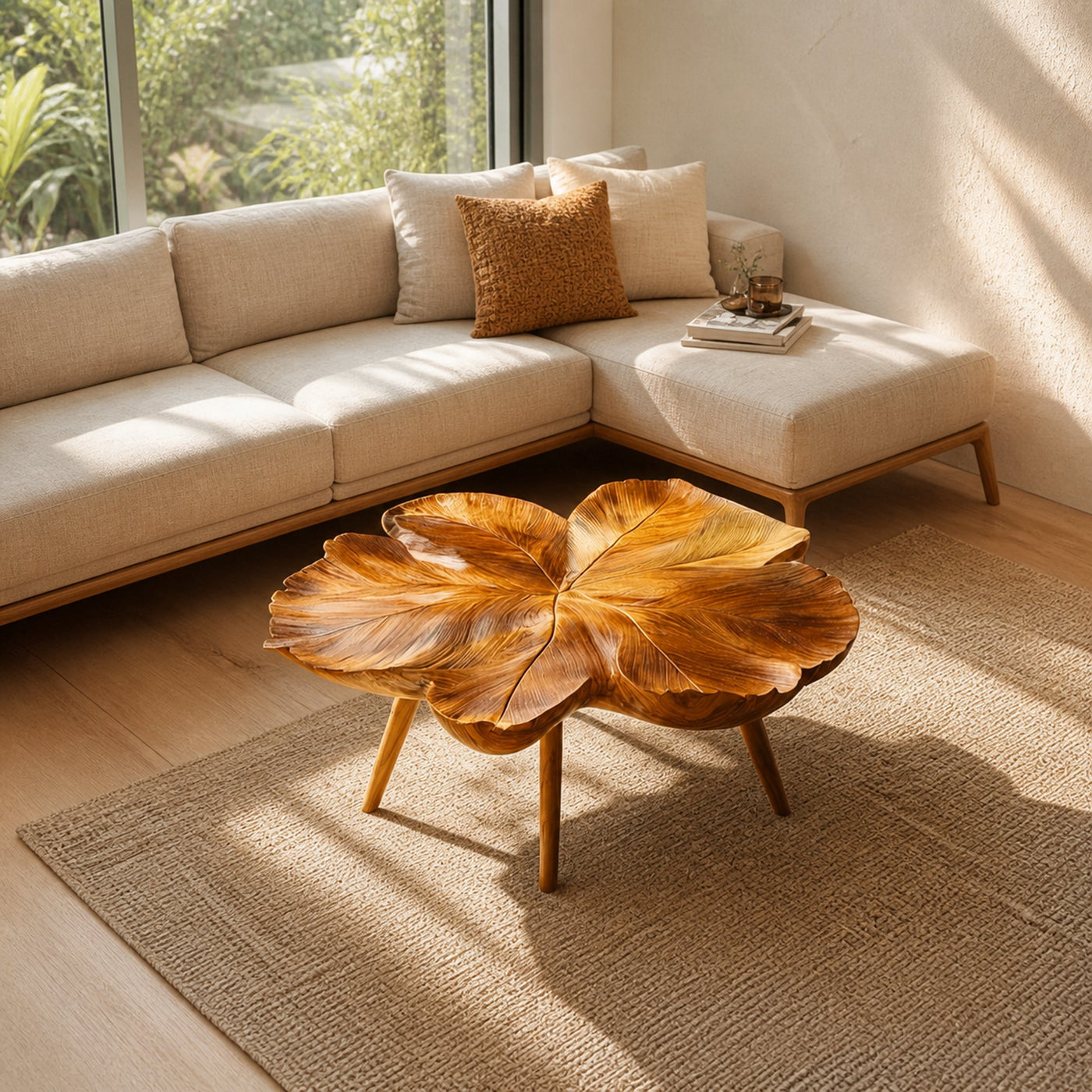 Rustic Sculptural Bloom Coffee Table Living Room Sitting Room