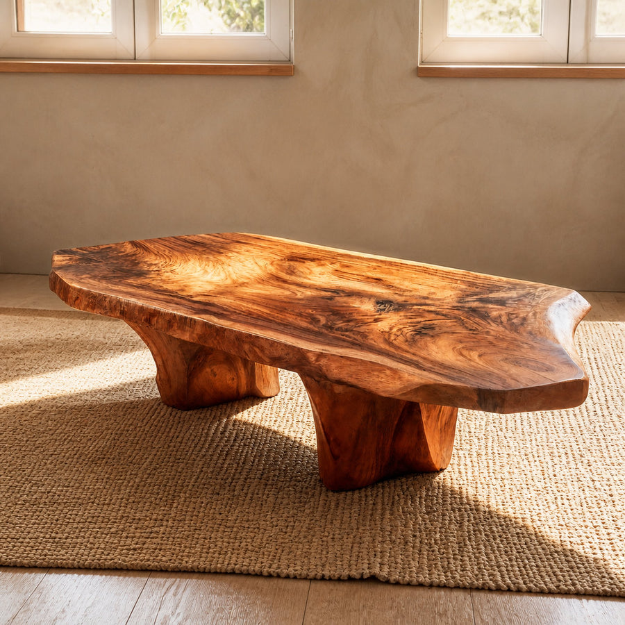 Rustic Sculptural Coffee Table For Living Room And Bedroom