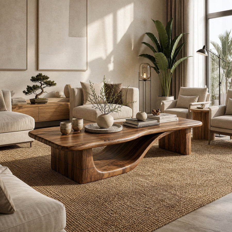 Rustic Sculptural Coffee Table Living Room