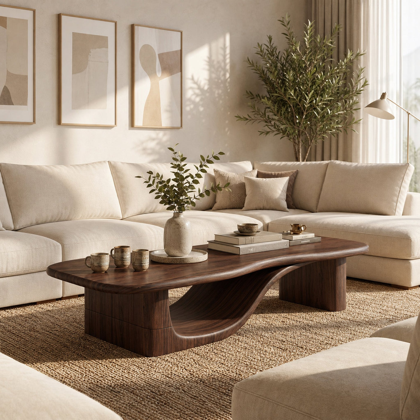 Rustic Sculptural Coffee Table Living Room - product view 6