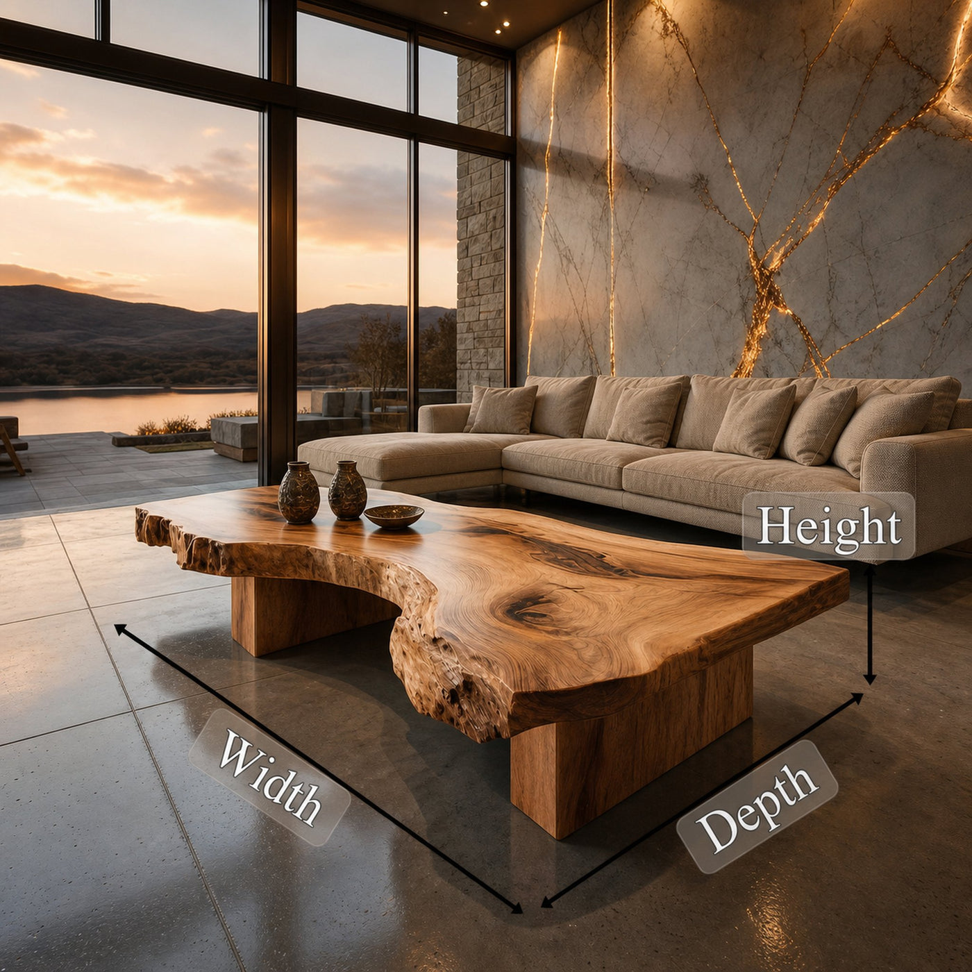 Rustic Sculptural Coffee Table Modern Living Room Display - product view 8