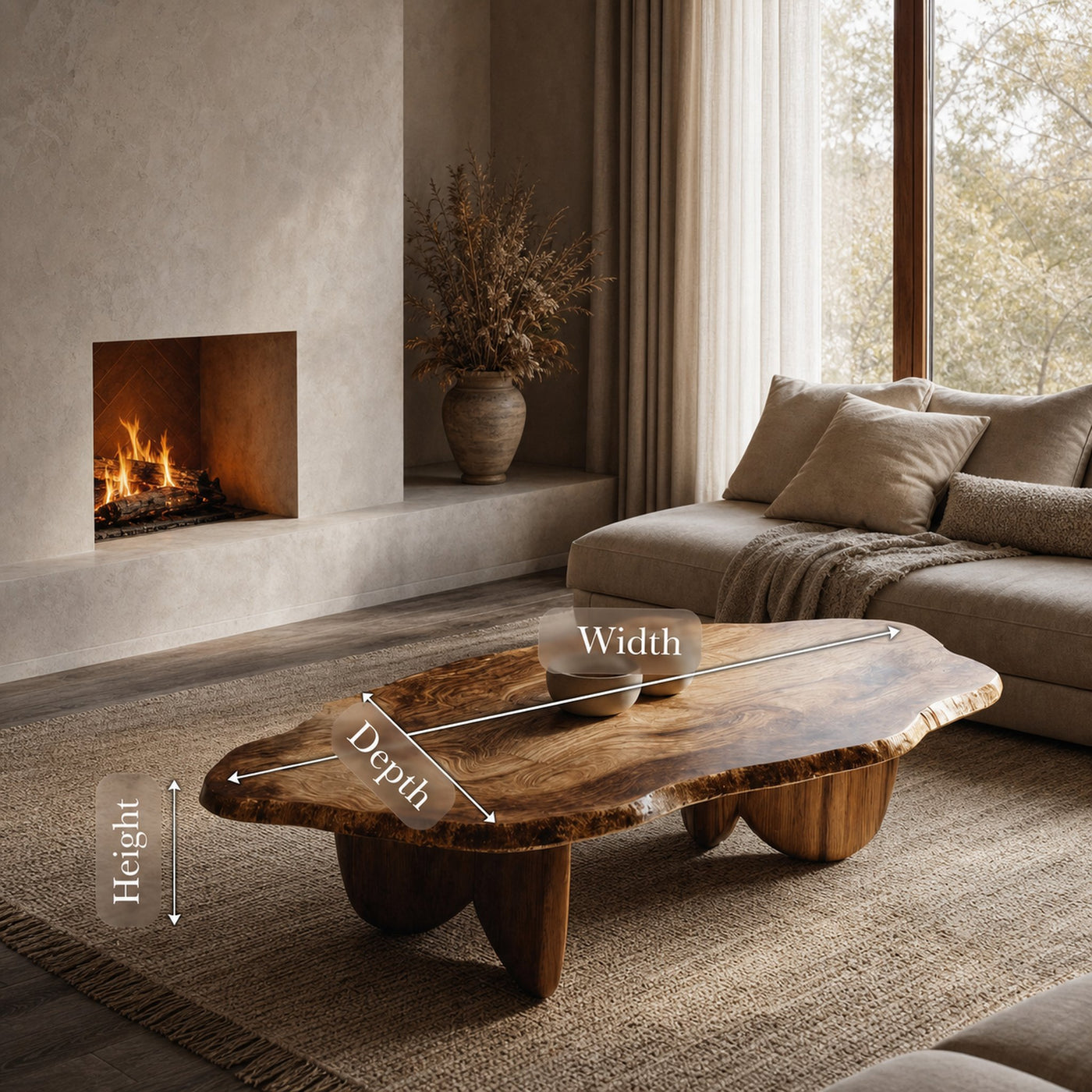 Rustic Solid Wood Live Edge Coffee Table For Entryway Design - product view 6