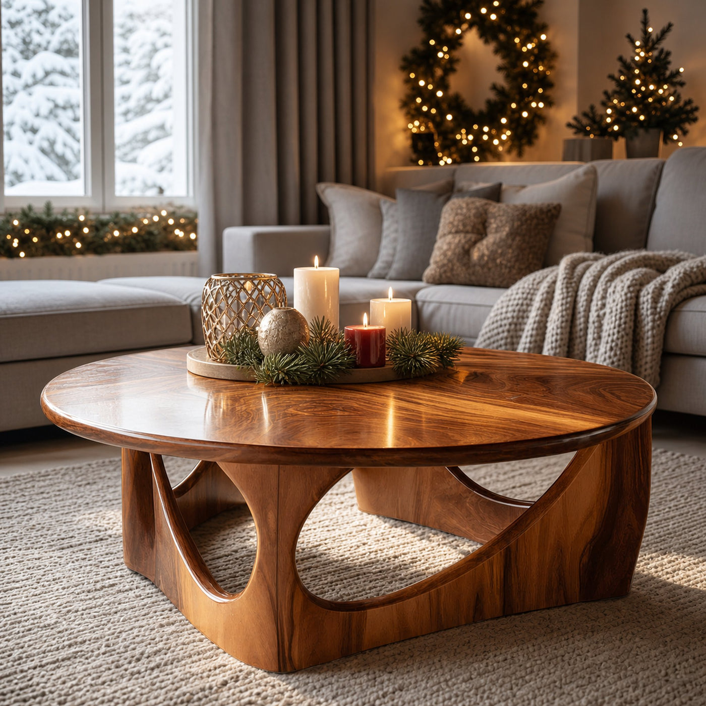 Rustic Solid Wood Low Coffee Table For Christmas Living Room Decor - product view 6