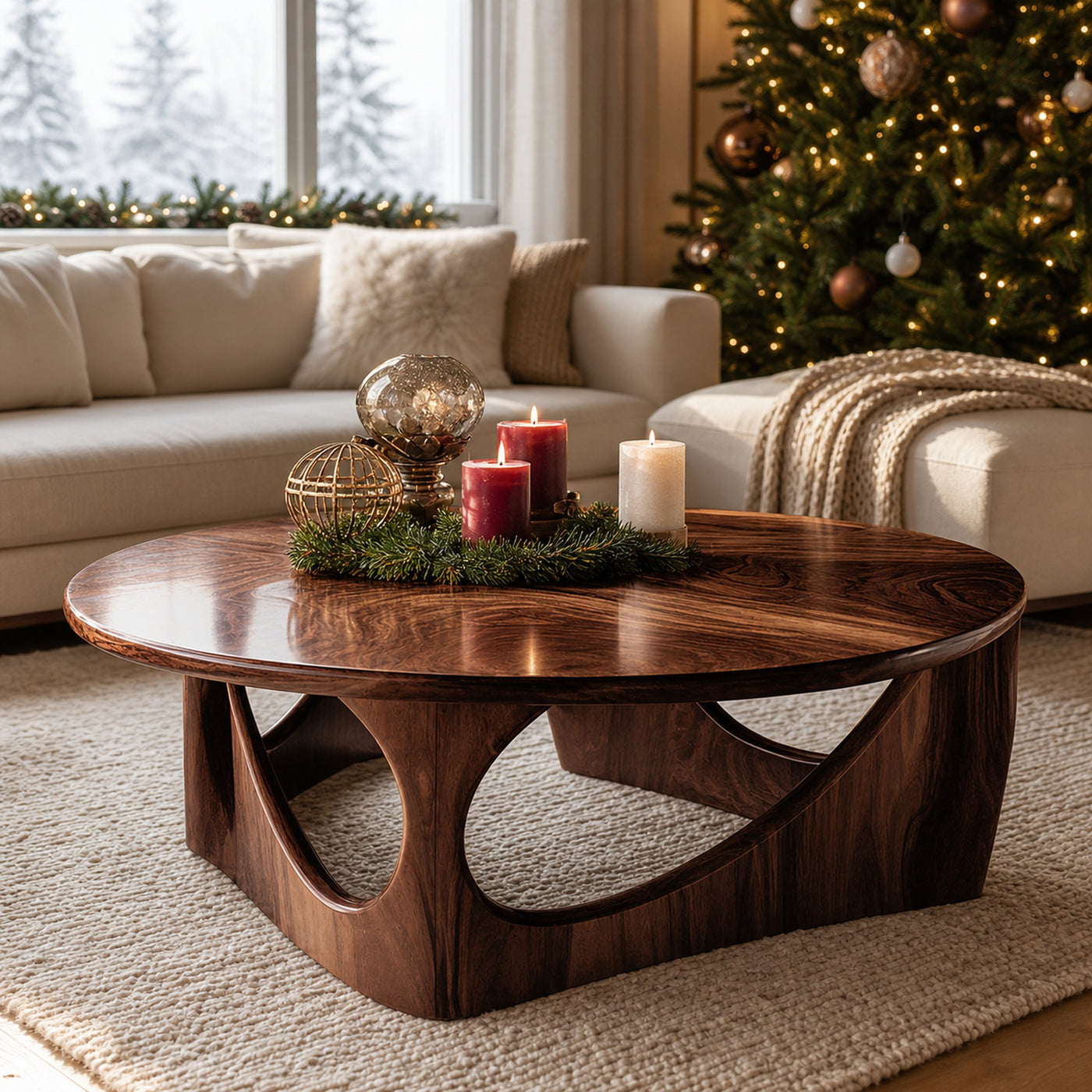 Rustic Solid Wood Low Coffee Table For Christmas Living Room Decor - product view 7