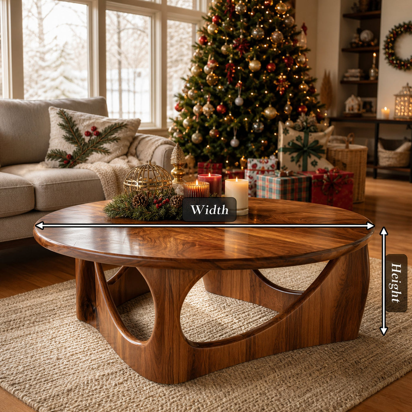 Rustic Solid Wood Low Coffee Table For Christmas Living Room Decor - product view 8