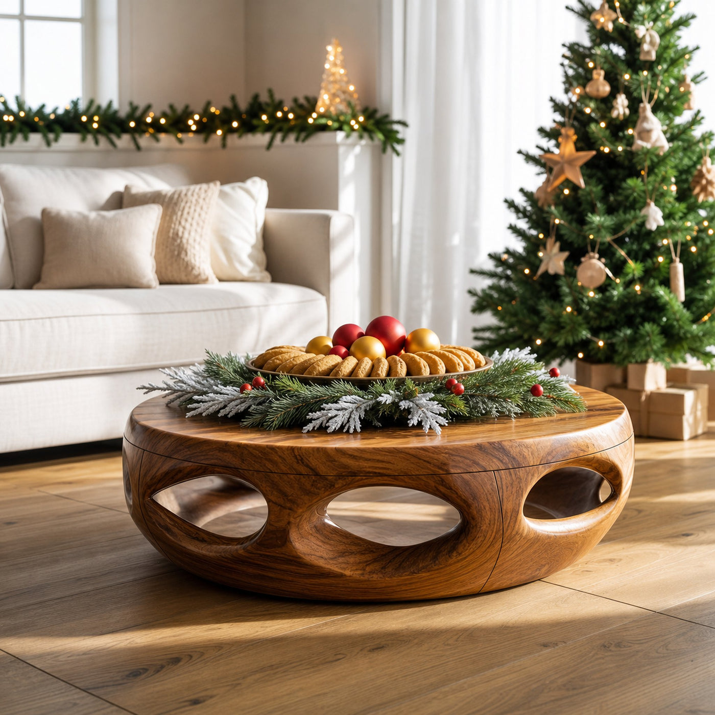 Rustic Solid Wood Low Coffee Table For Cozy Christmas Furniture - product view 6